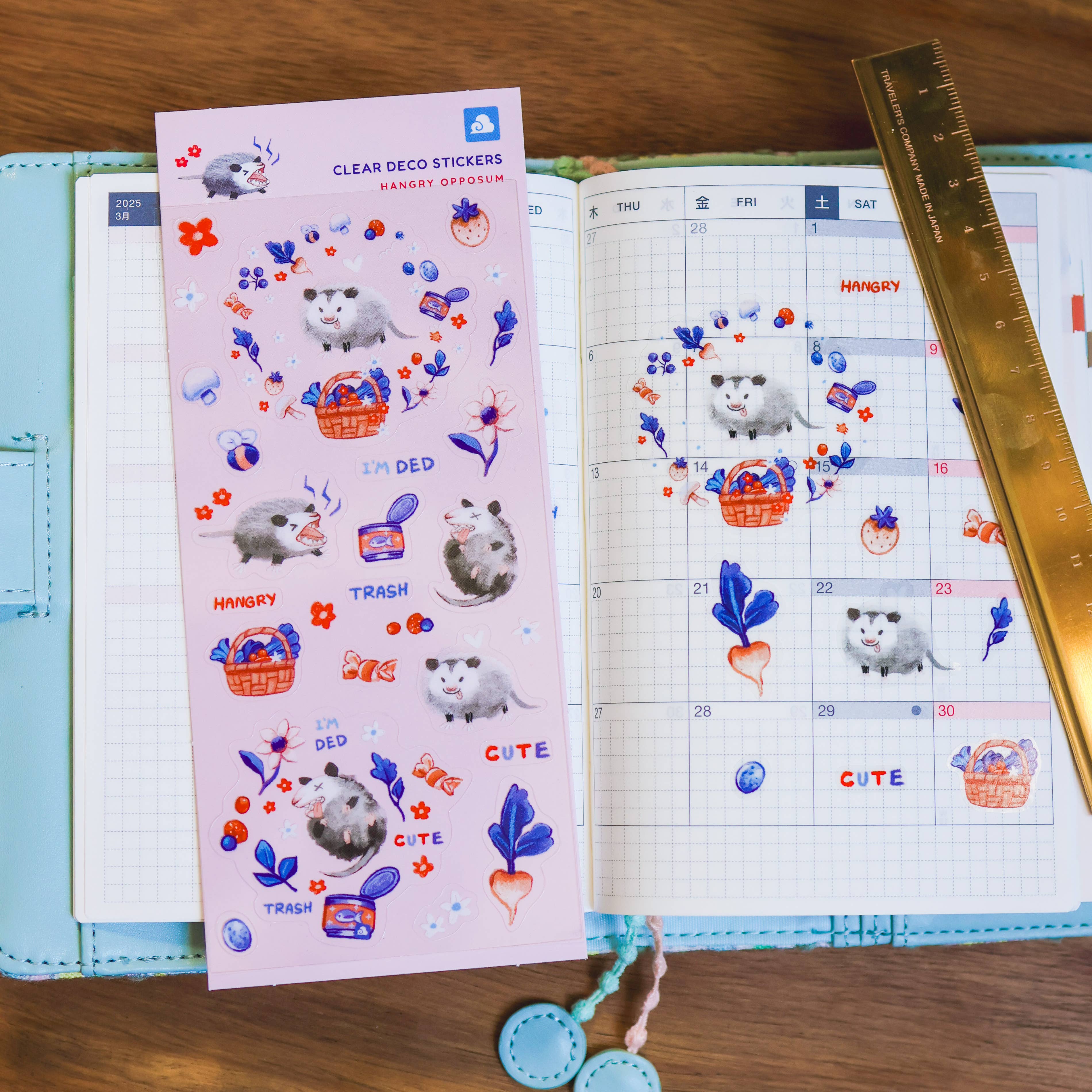 Thousand Skies Hangry Opposum Sticker Sheet - Cute for Journaling