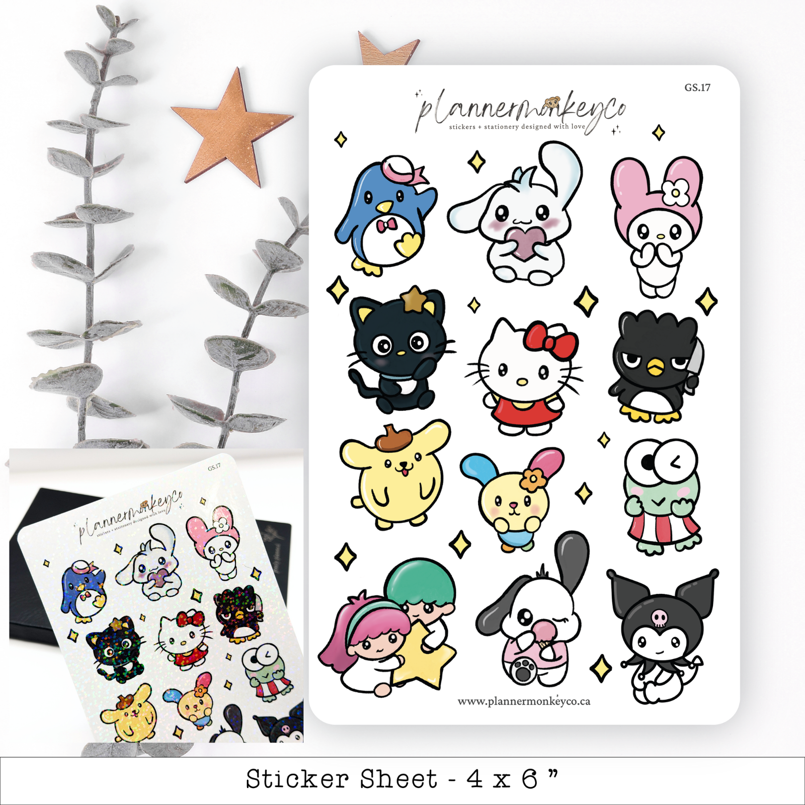 Kawaii Friends Holographic Deco Stickers | Planner Monkey Co