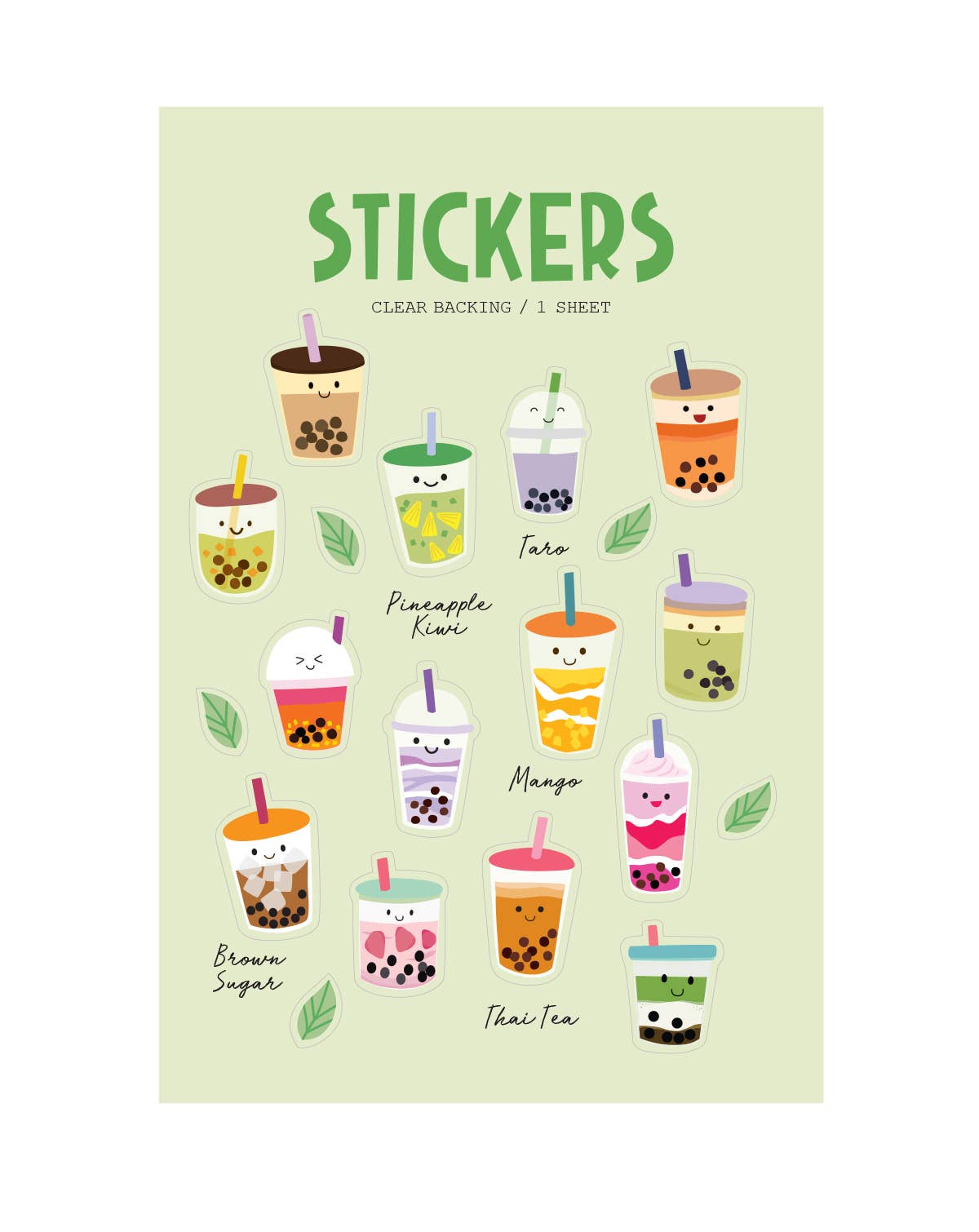 Bubble Tea Clear Stickers by Girl of All Work | Papertail Fox