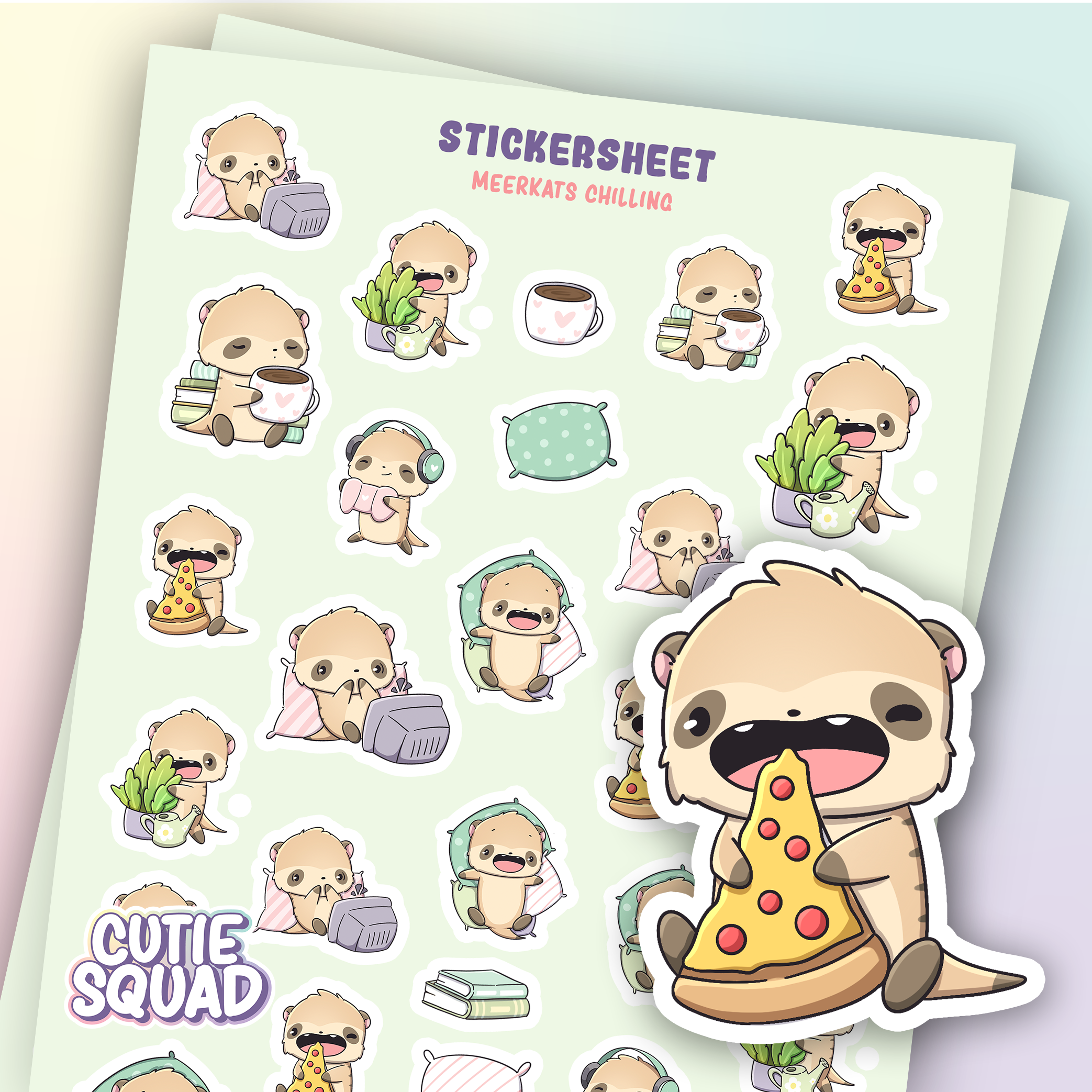 Meerkats Chilling Sticker Sheet | CutieSquad | Papertail Fox
