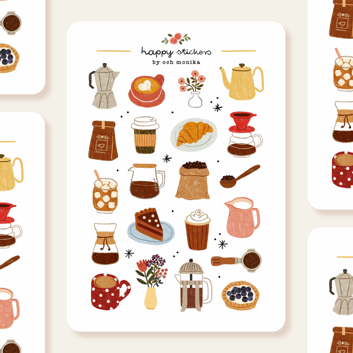Coffee Time Sticker Sheet by Och Monika | Papertail Fox