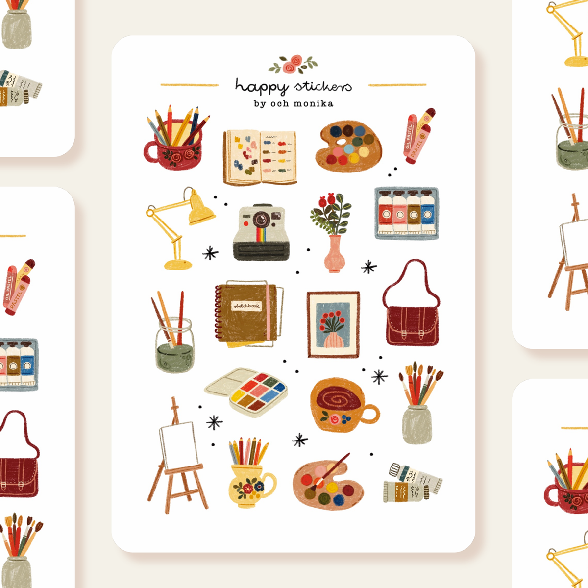 Artist's Corner Sticker Sheet by Och Monika | Papertail Fox
