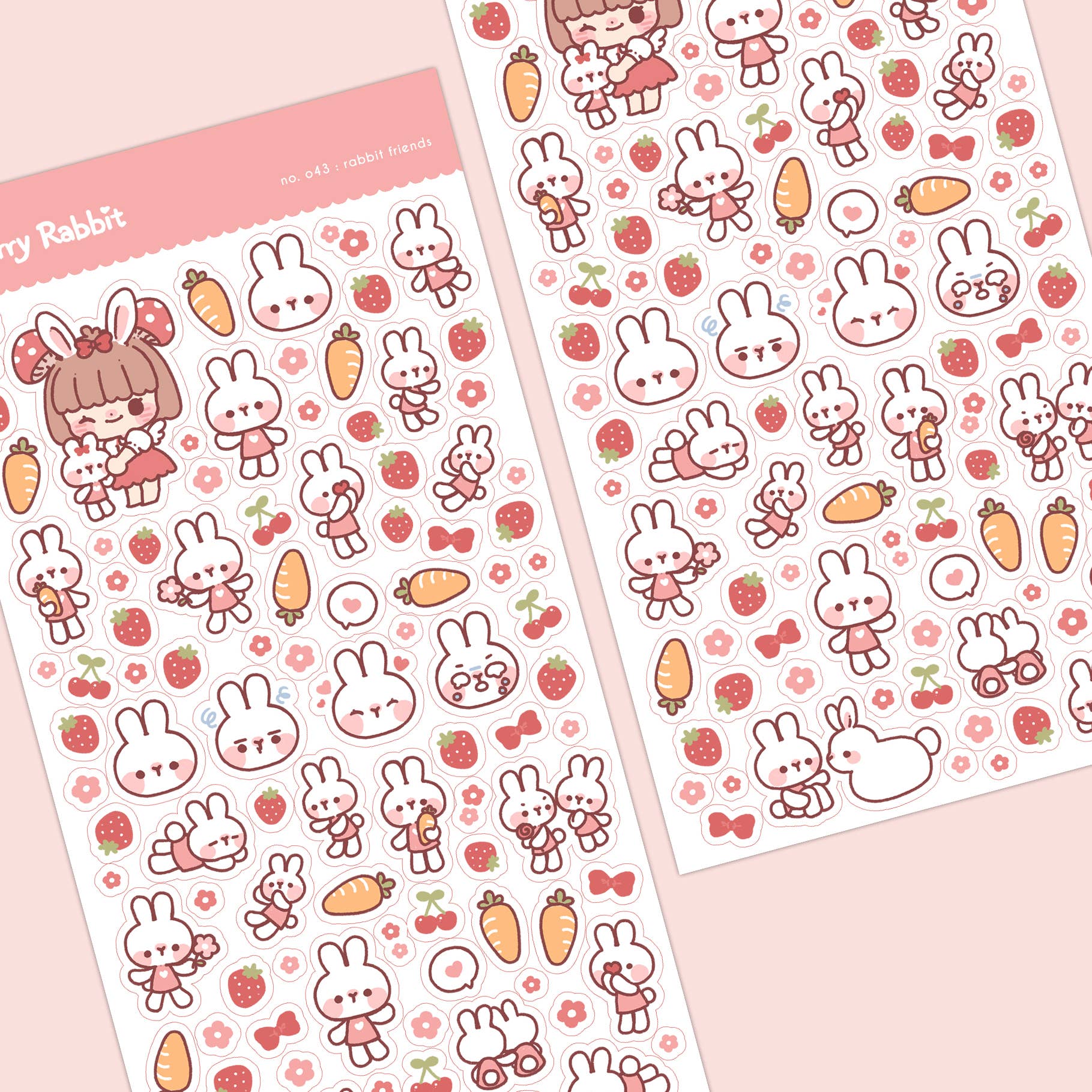 Rabbit Friends Sticker Sheet no.043 by Cherry Rabbit | Papertail Fox