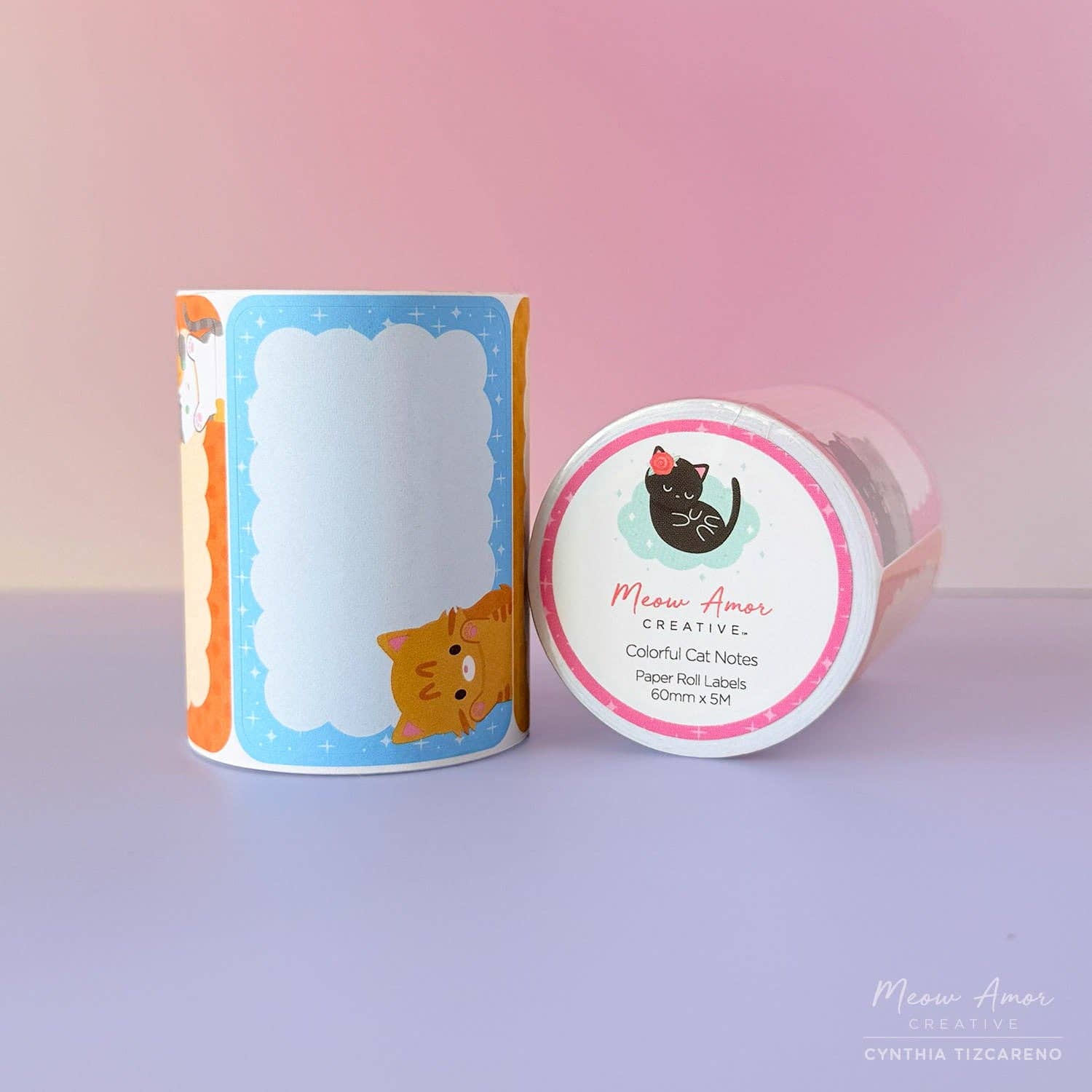 Colorful Cats Paper Roll Labels
