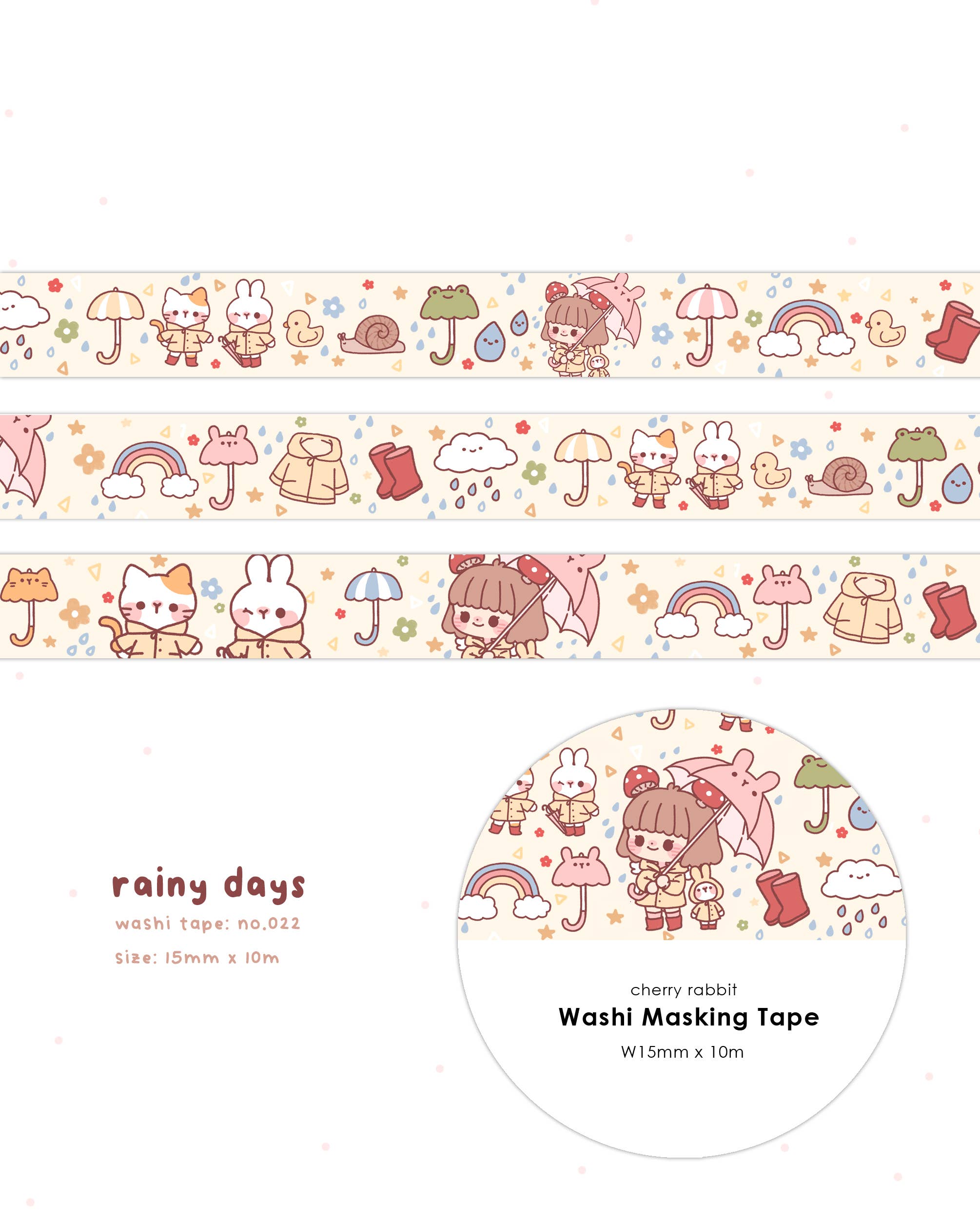 Rainy Days Washi Tape by Cherry Rabbit | Papertail Fox