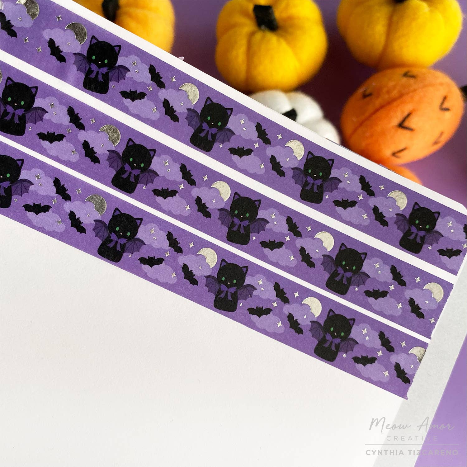 Bat Cat Holographic Foil Washi Tape | Meow Amor Creative