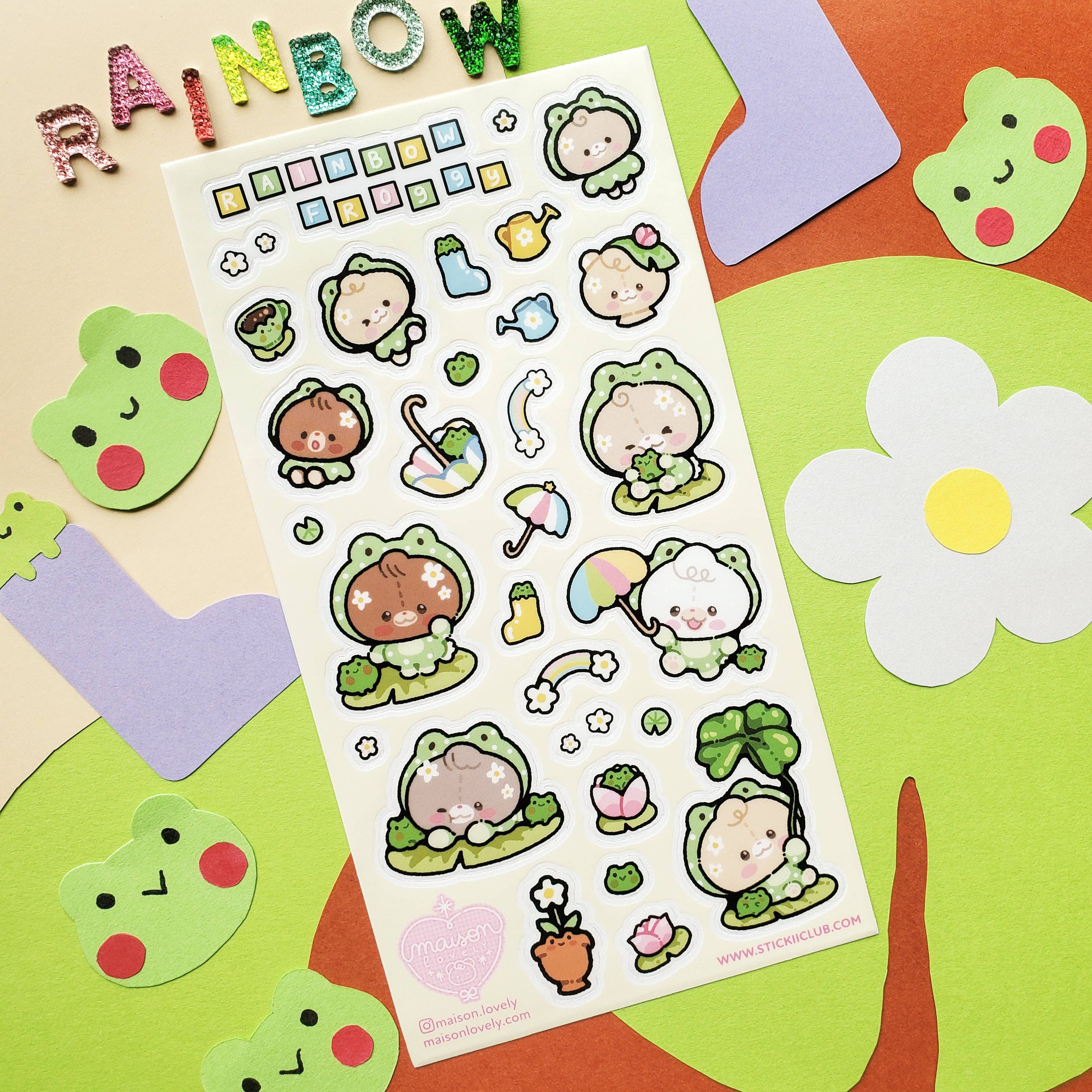 Rainbow Froggy Sticker Sheet | Stickii