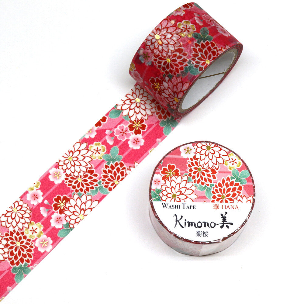 Kiku-zakura Washi Tape, Wide | Kamiiso SAIEN