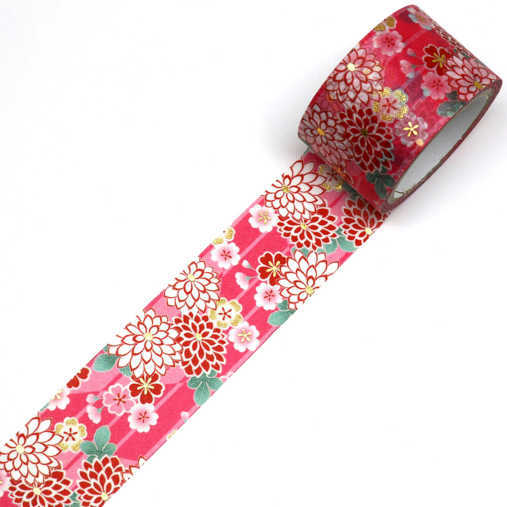 Kiku-zakura Washi Tape, Wide | Kamiiso SAIEN