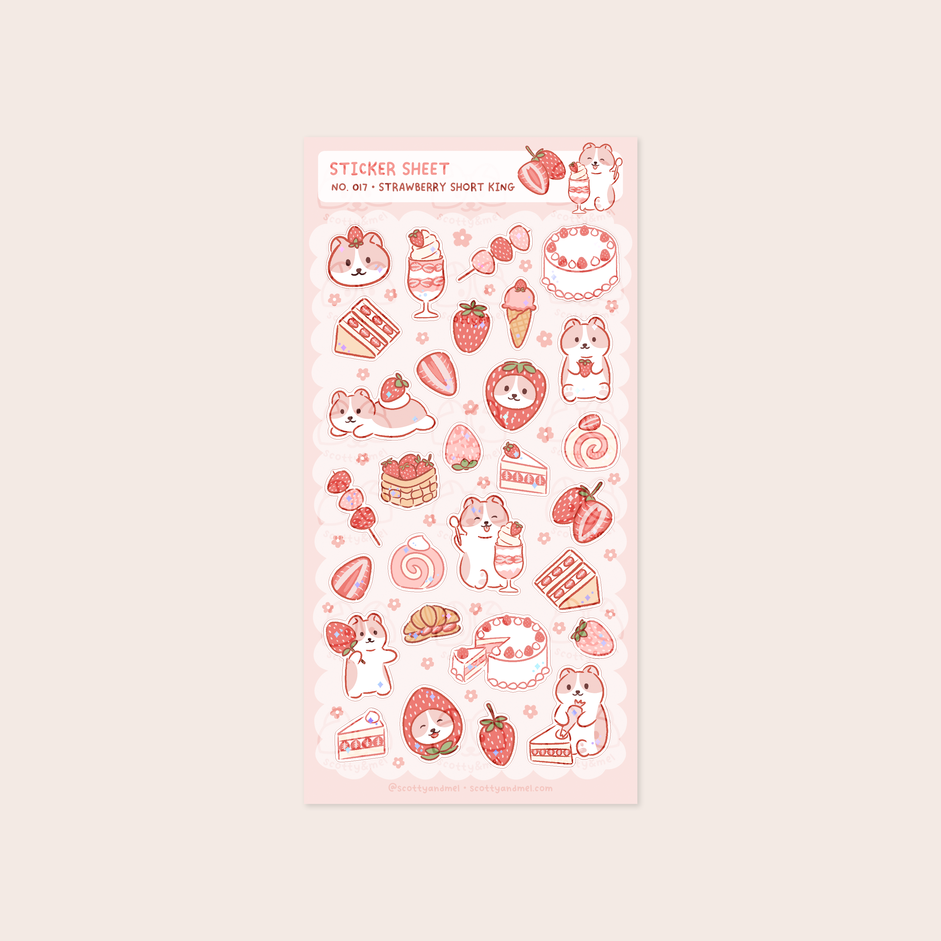 Strawberry Short King Sticker Sheet | Scotty&Mel