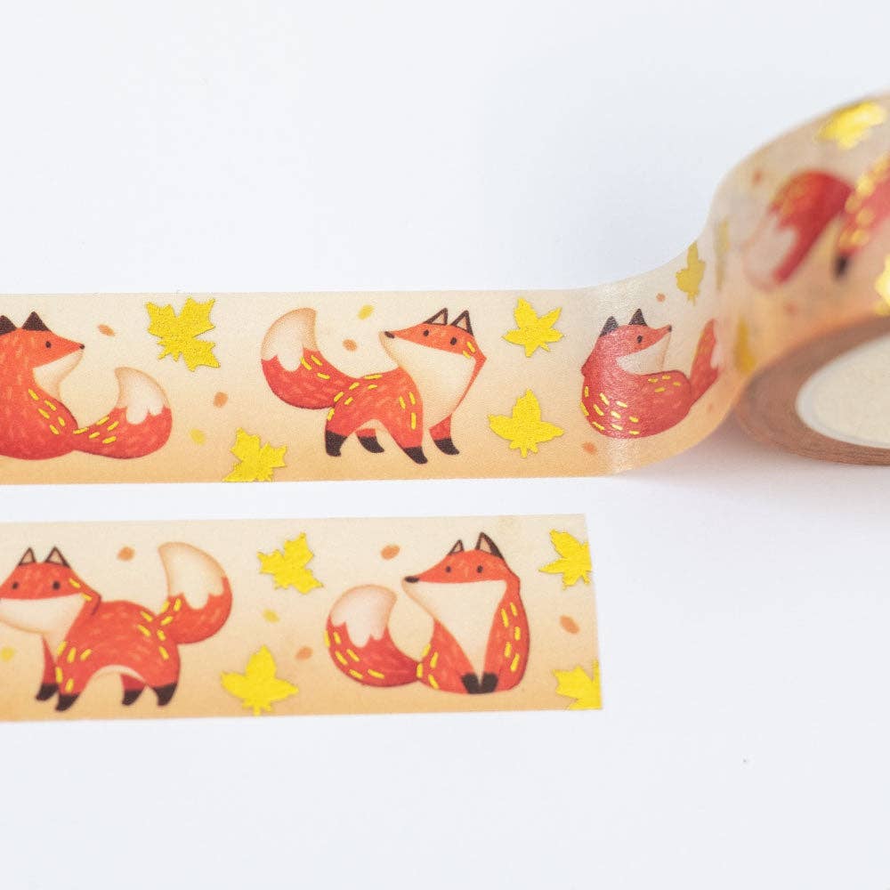 Frolicking Foxes Gold Foil Washi Tape | Birdie Tam