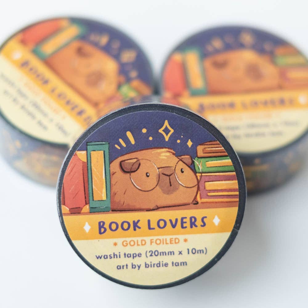 Book Lover Gold Foil Washi Tape | Birdie Tam