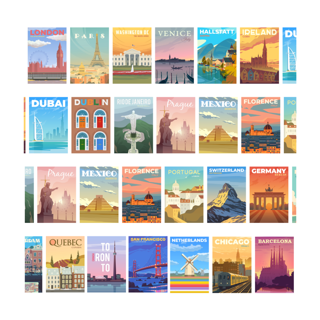 Retro Travel Pre-Cut PET Tape | Penpaling Paula