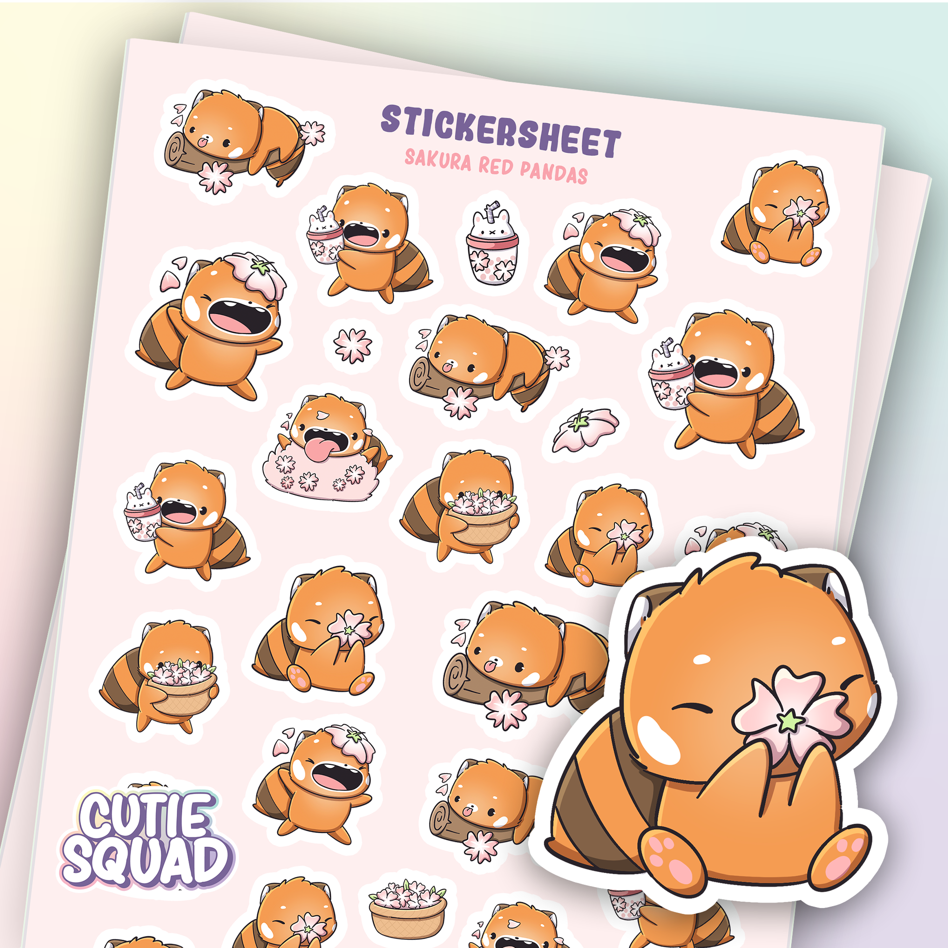 Sakura Red Panda Sticker Sheet | CutieSquad | Papertail Fox