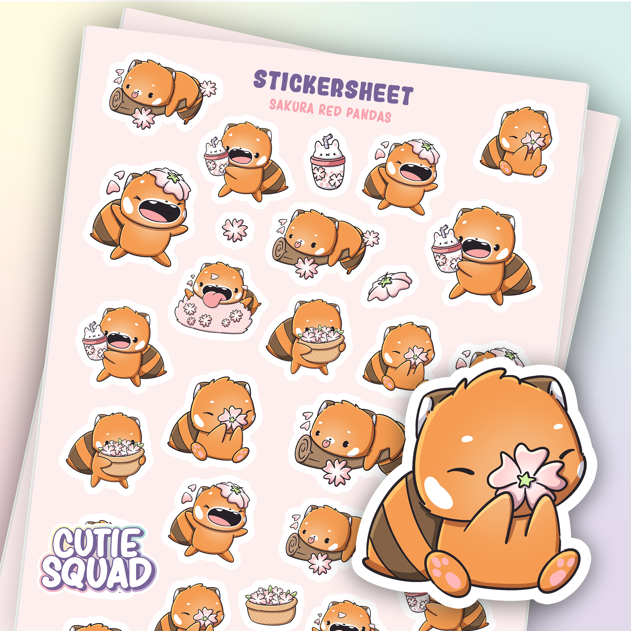 Sakura Red Panda Sticker Sheet | CutieSquad | Papertail Fox