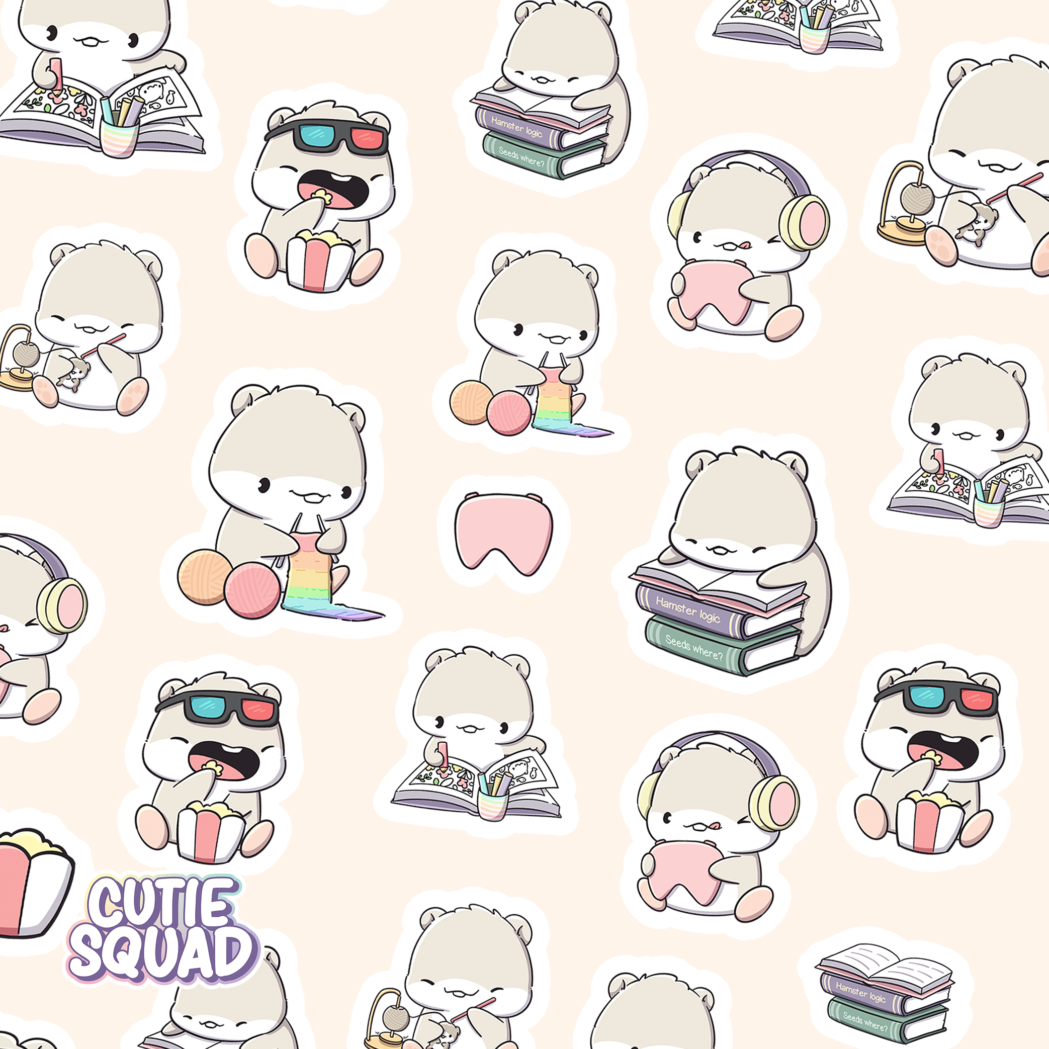 Hamster Hobbies Sticker Sheet | CutieSquad