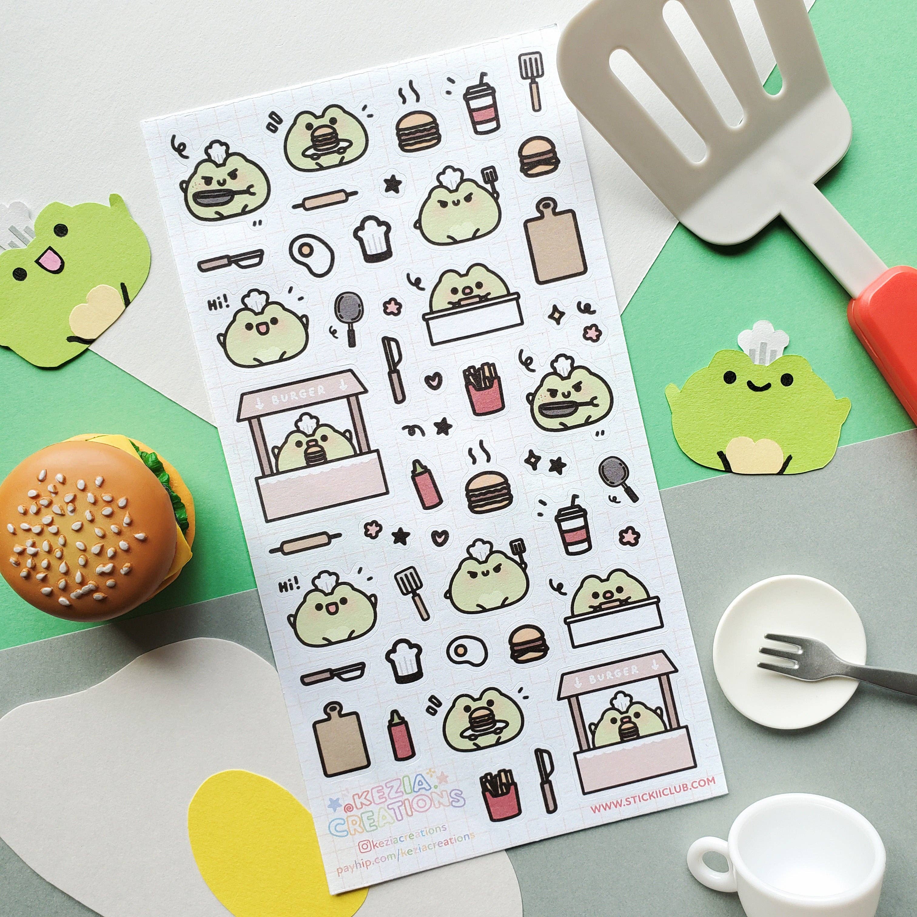 Burger Froggy Chef Sticker Sheet | Stickii