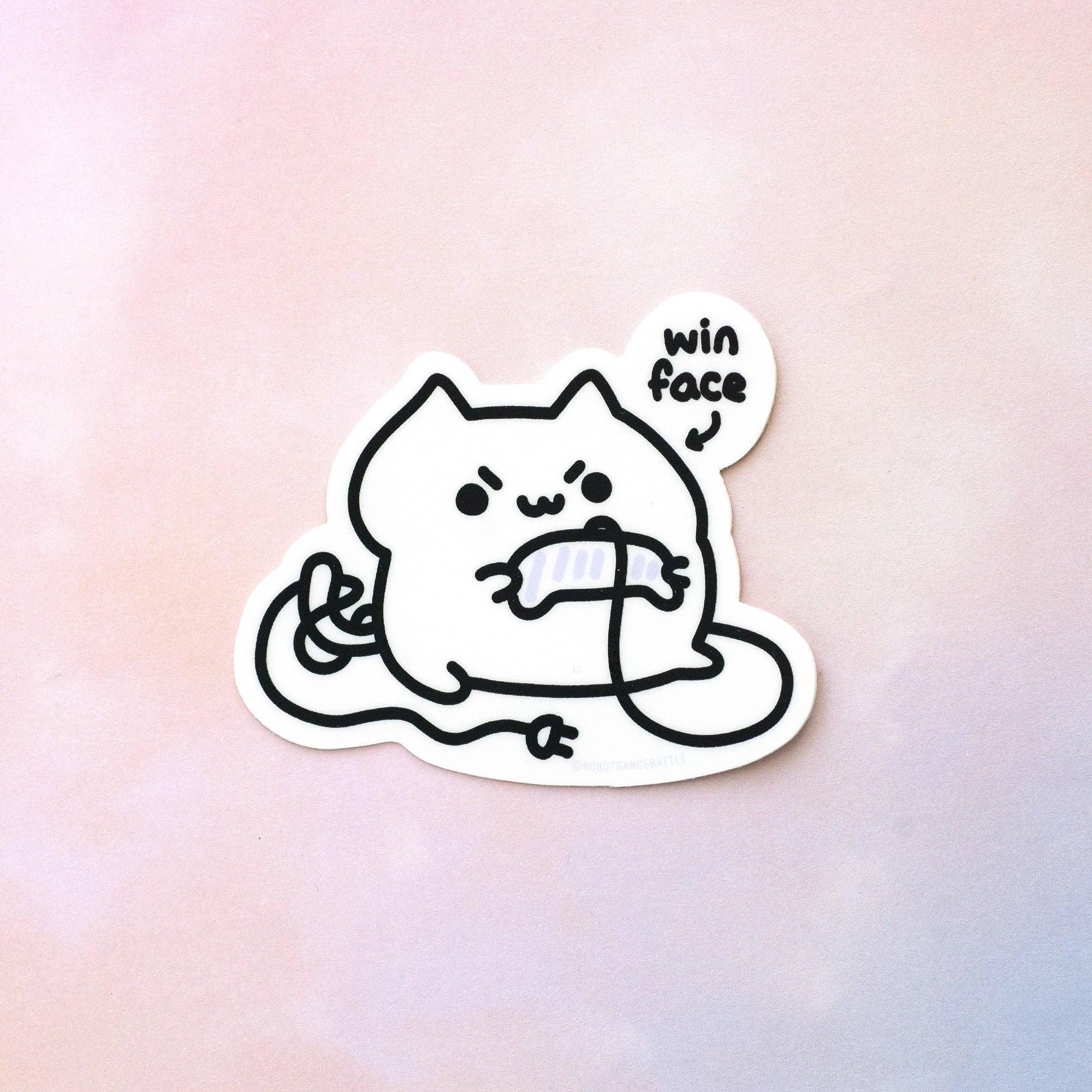 Win Face Game Cat Die Cut Sticker | Robot Dance Battle - Papertail Fox