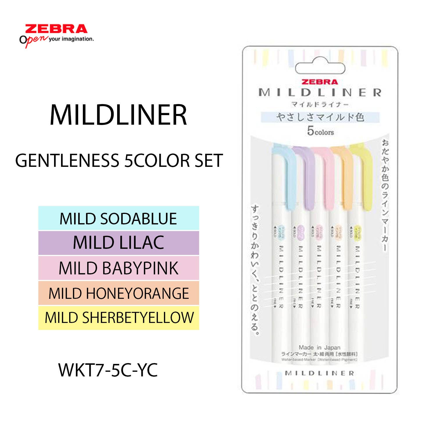 Zebra Mild Liner Highlighter 5 Color Set