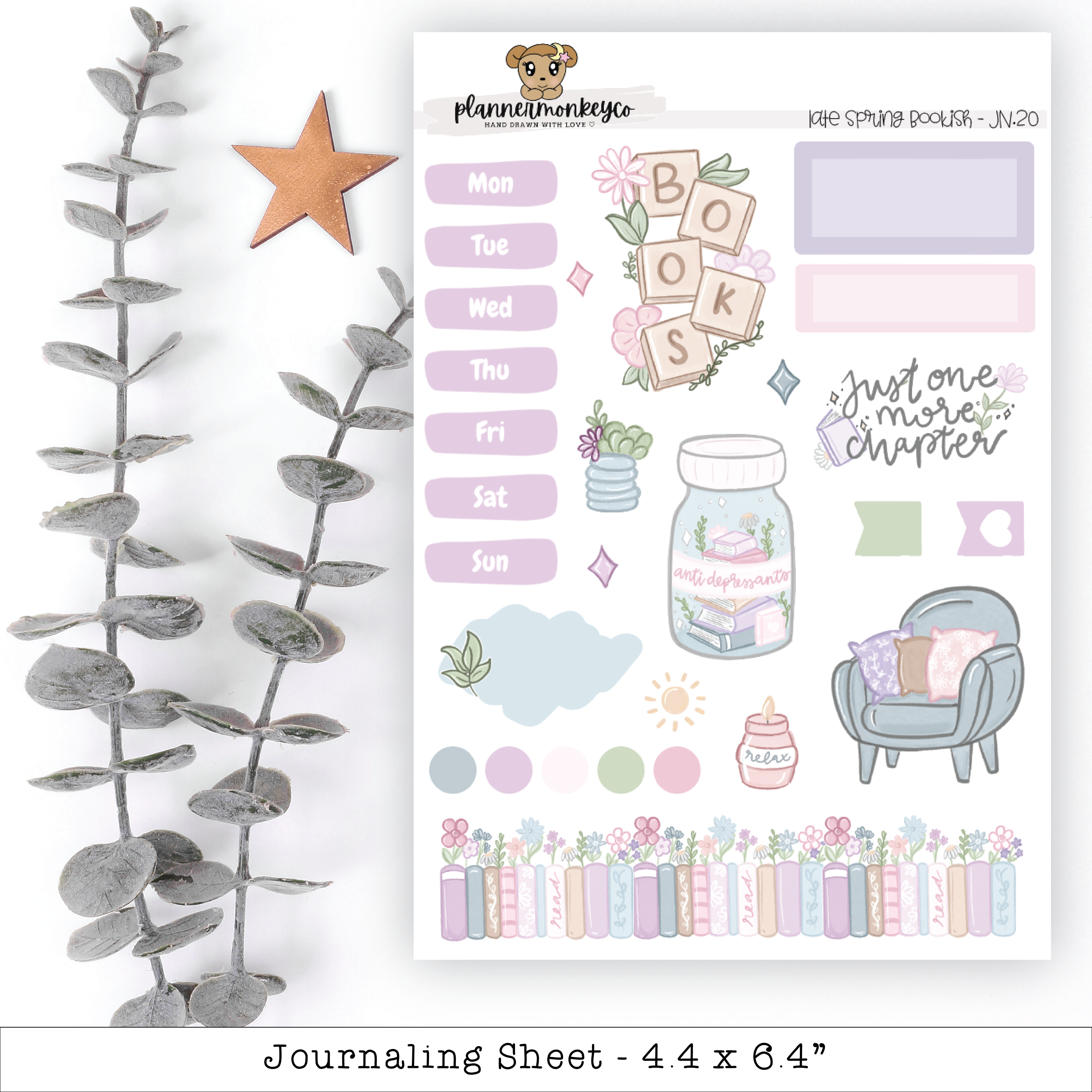 Late Spring Bloom Bookish Journaling Deco Sheet | Planner Monkey Co