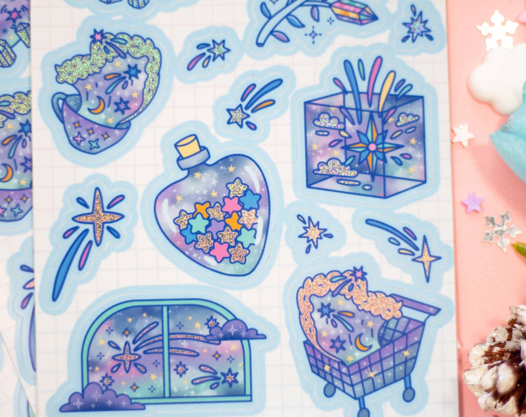 Celestial Galaxy Holographic Sticker Sheet