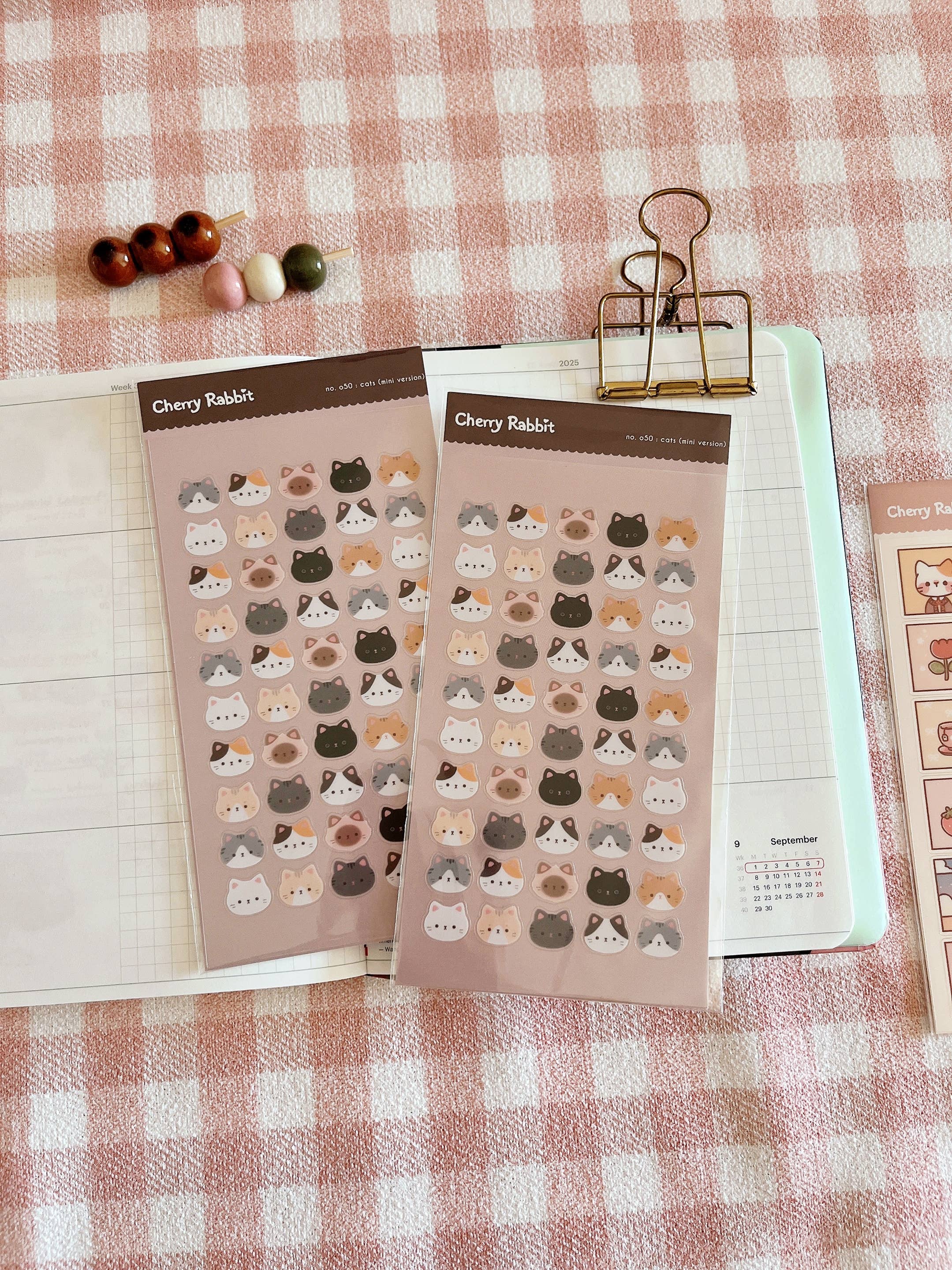 Cat Heads Sticker Sheet no.050 (ver. 2) by Cherry Rabbit | Papertail Fox