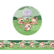 CutieSquad Cozy Nut Club washi tape featuring squirrels acorns and autumn leaves