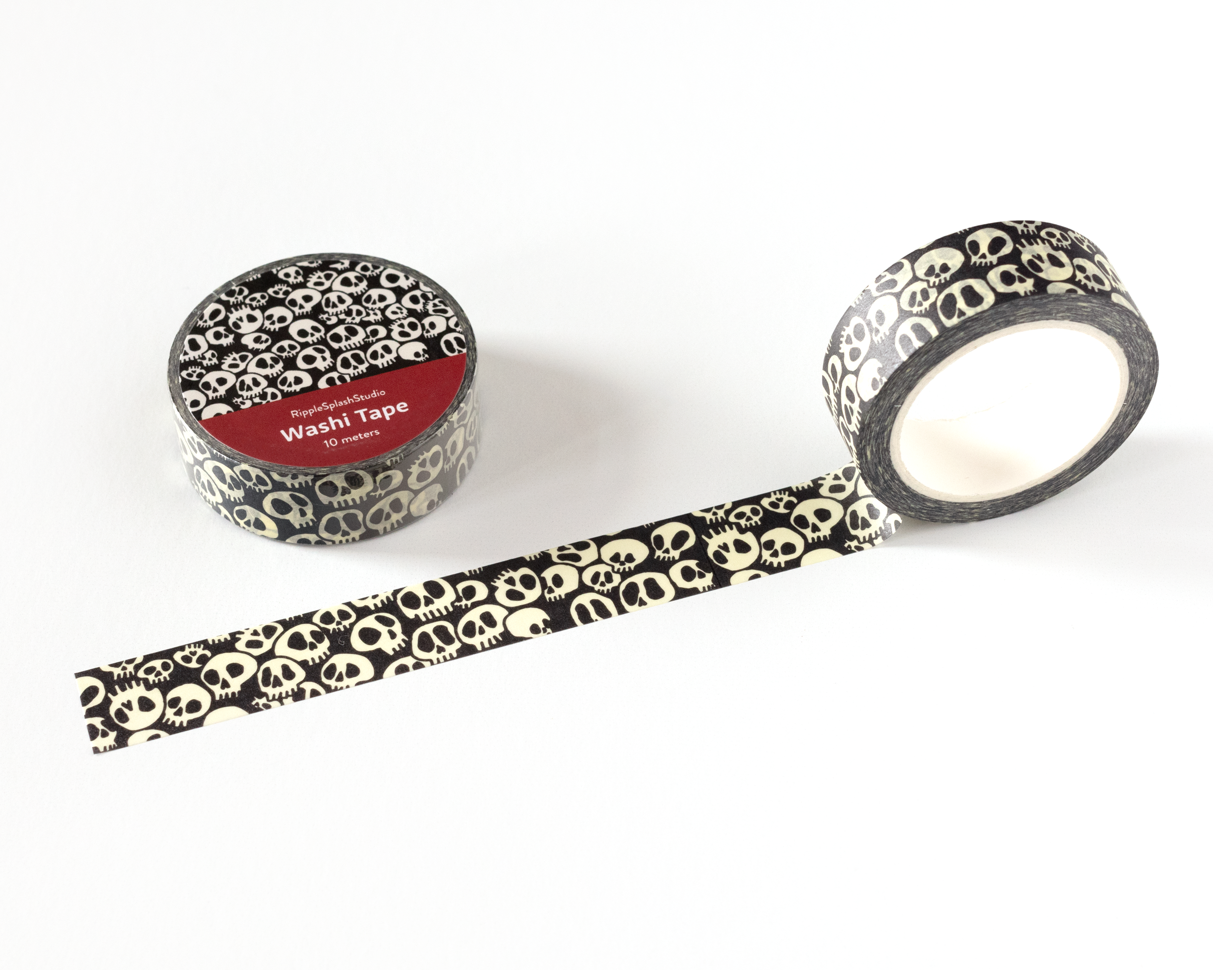 Gothic Black & Cream Skull Washi Tape | RippleSplash Studio