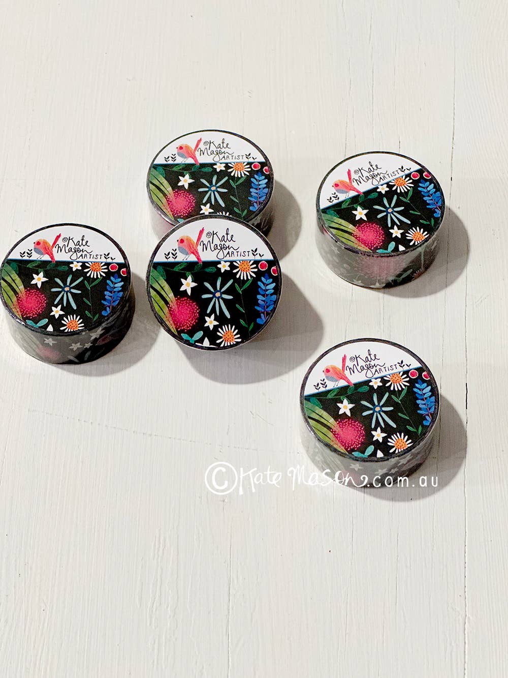 Spring Floral Black Washi Tape | Kate Mason Artist