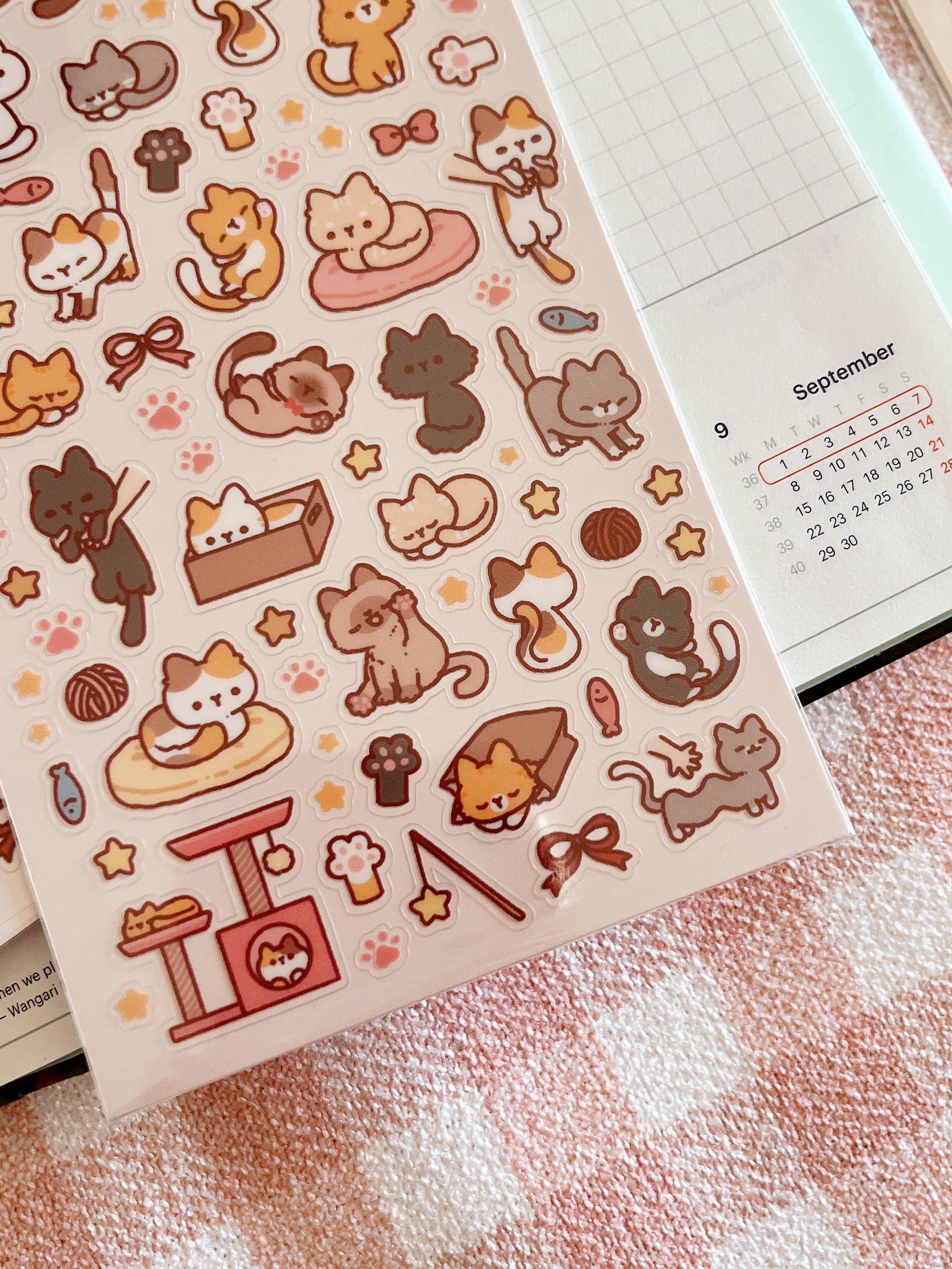 Playful Cats Sticker Sheet no.128