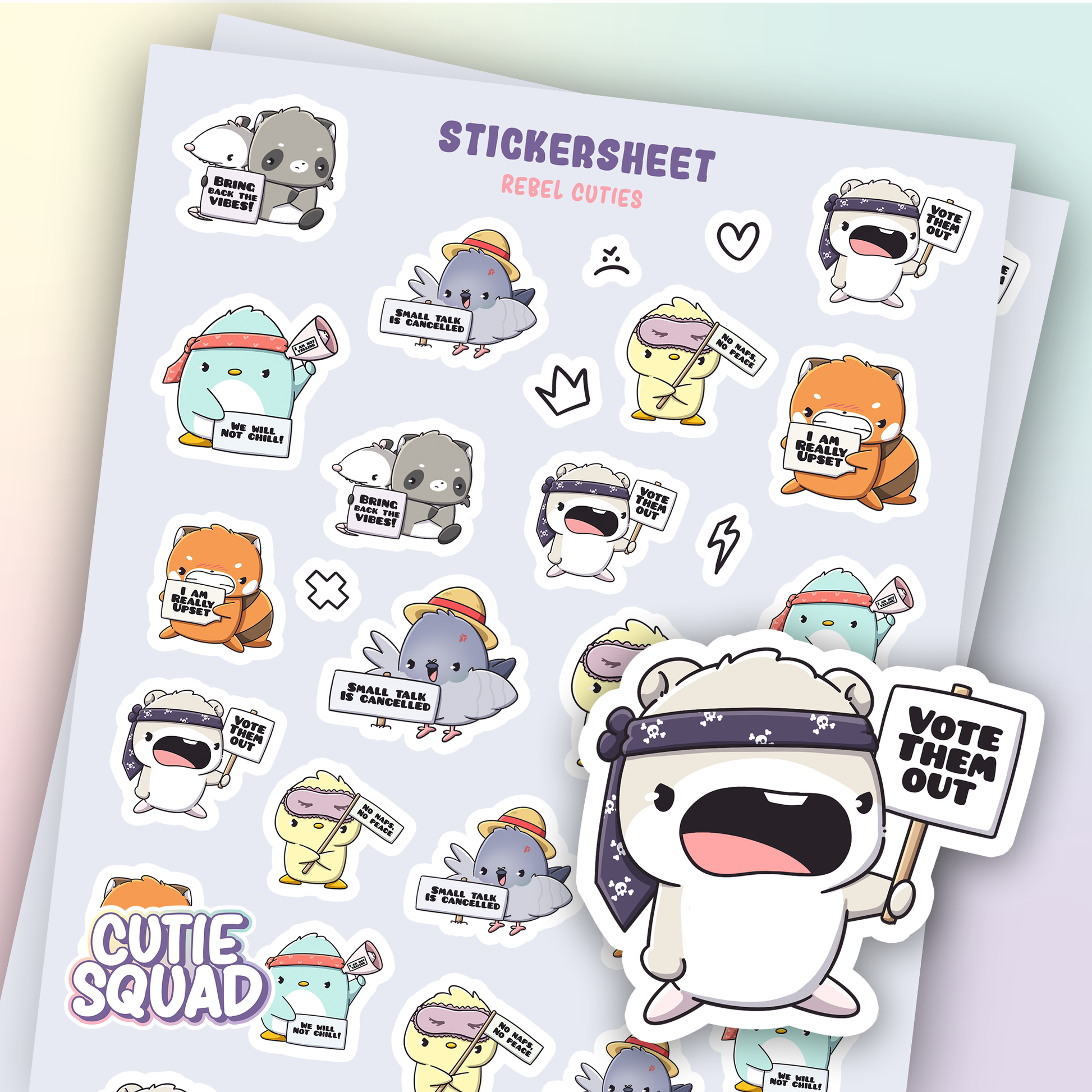 Rebel Cuties Sticker Sheet | CutieSquad | Papertail Fox