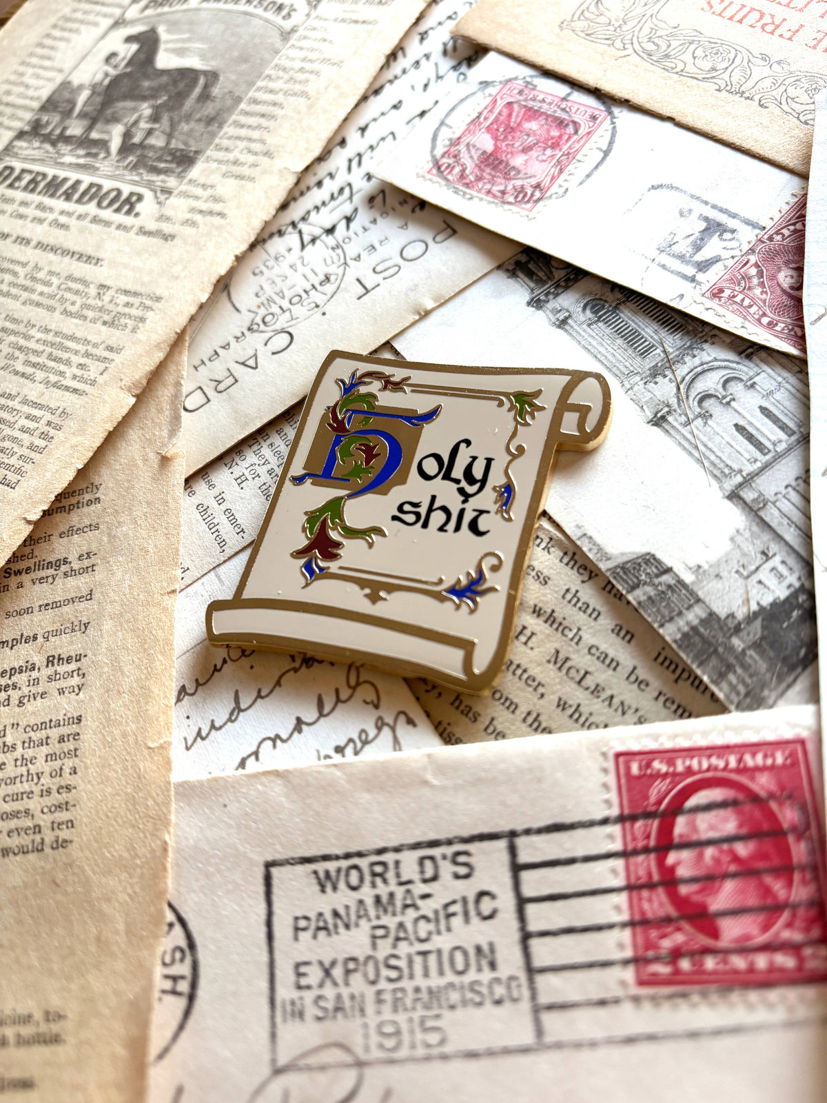 Holy shit enamel pin