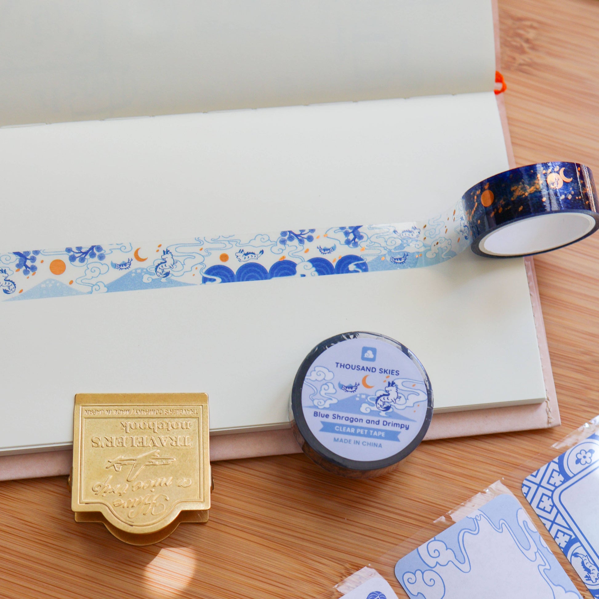 Blue Shragon and Drimpy Foil Clear PET Tape by Thousand Skies | Papertail Fox
