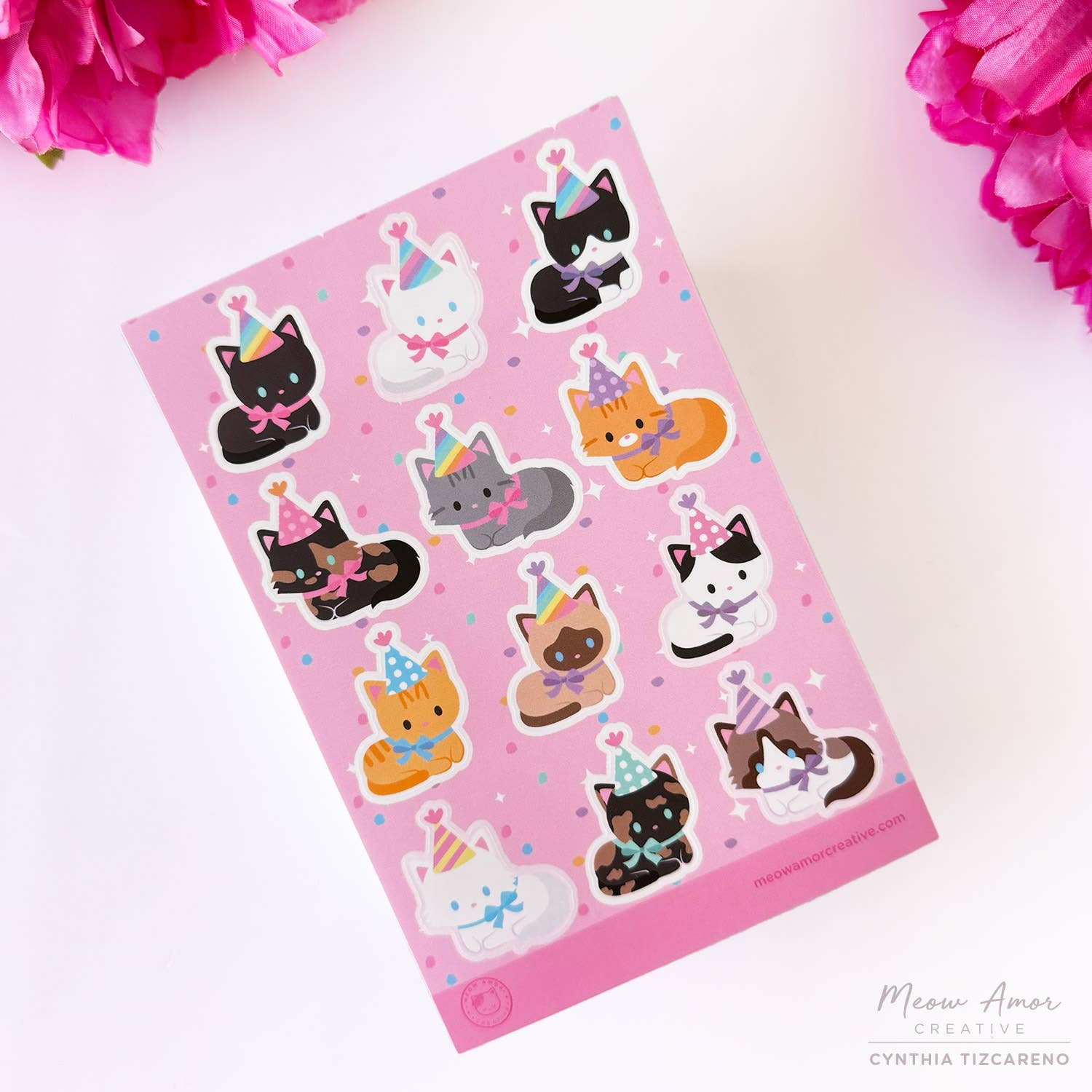 Party Cats Vinyl Sticker Sheet by Meow Amor Creative | Papertail Fox
