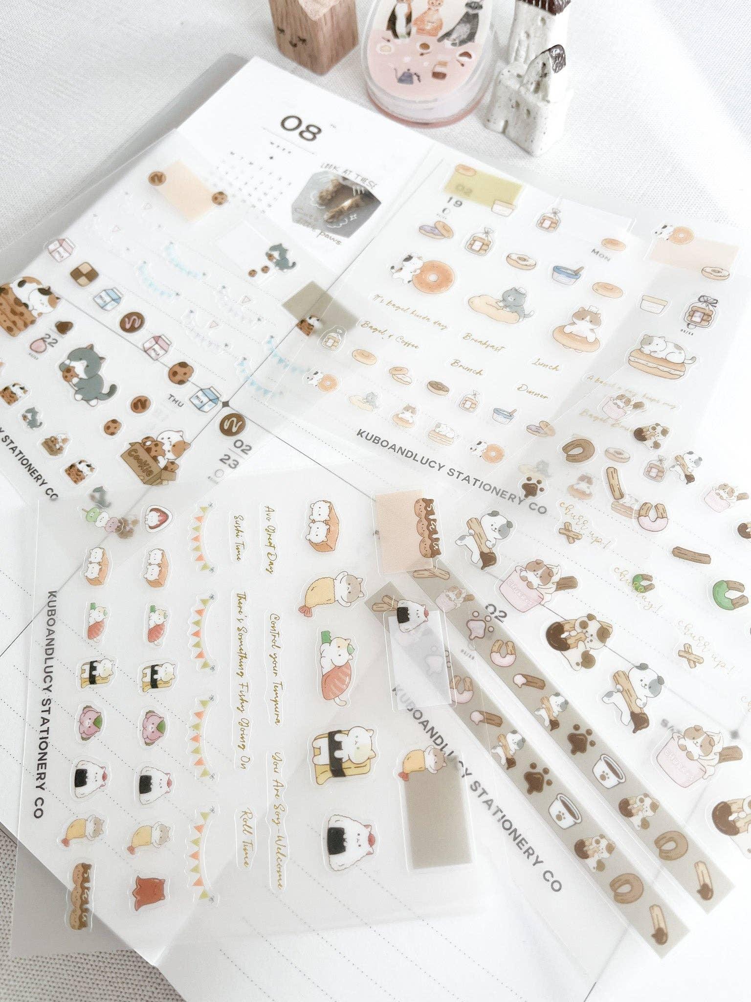 Cute Cats & Dog Clear Sticker Sheet | Kubo and Lucy - Papertail Fox