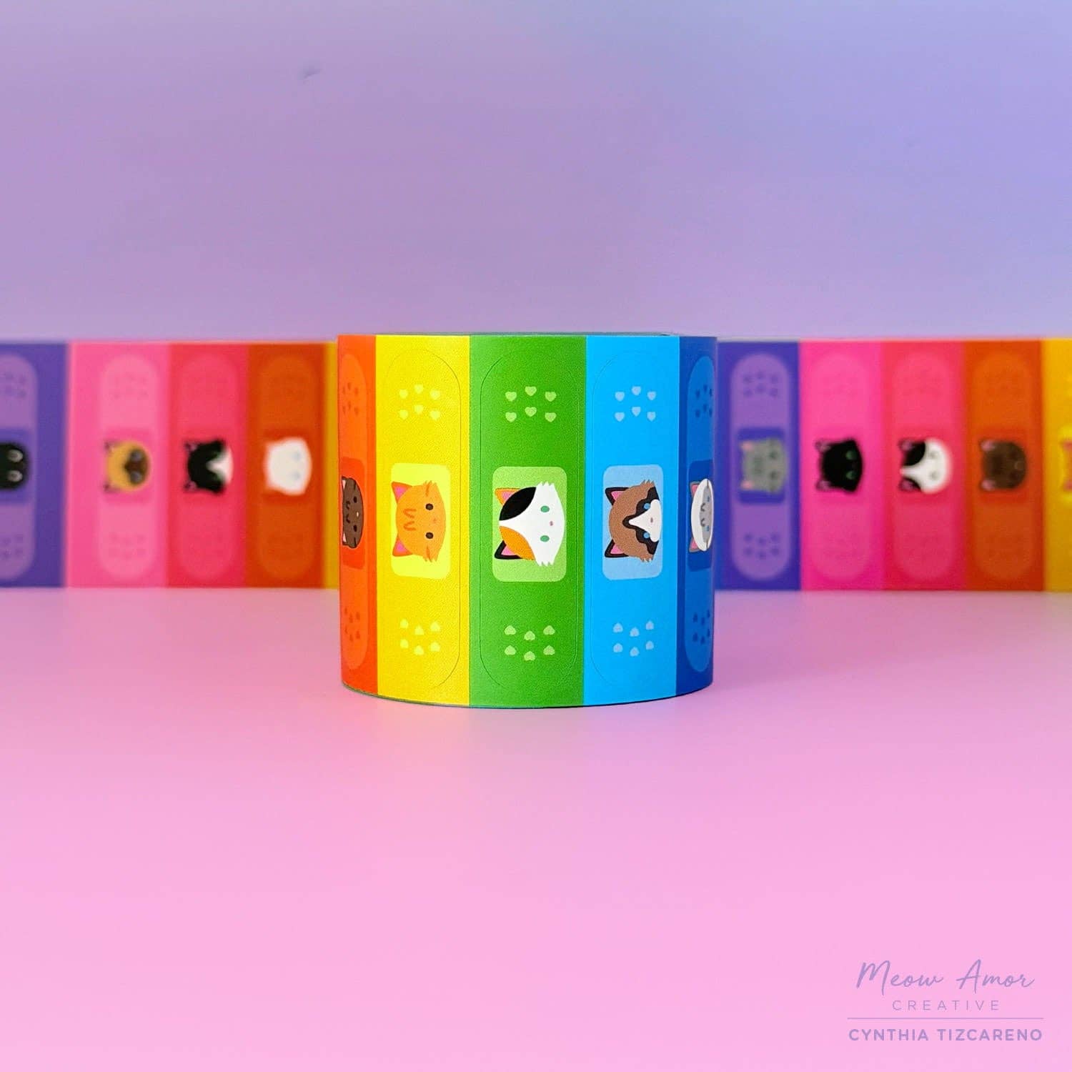 Rainbow Bandage Cats Vinyl Tape