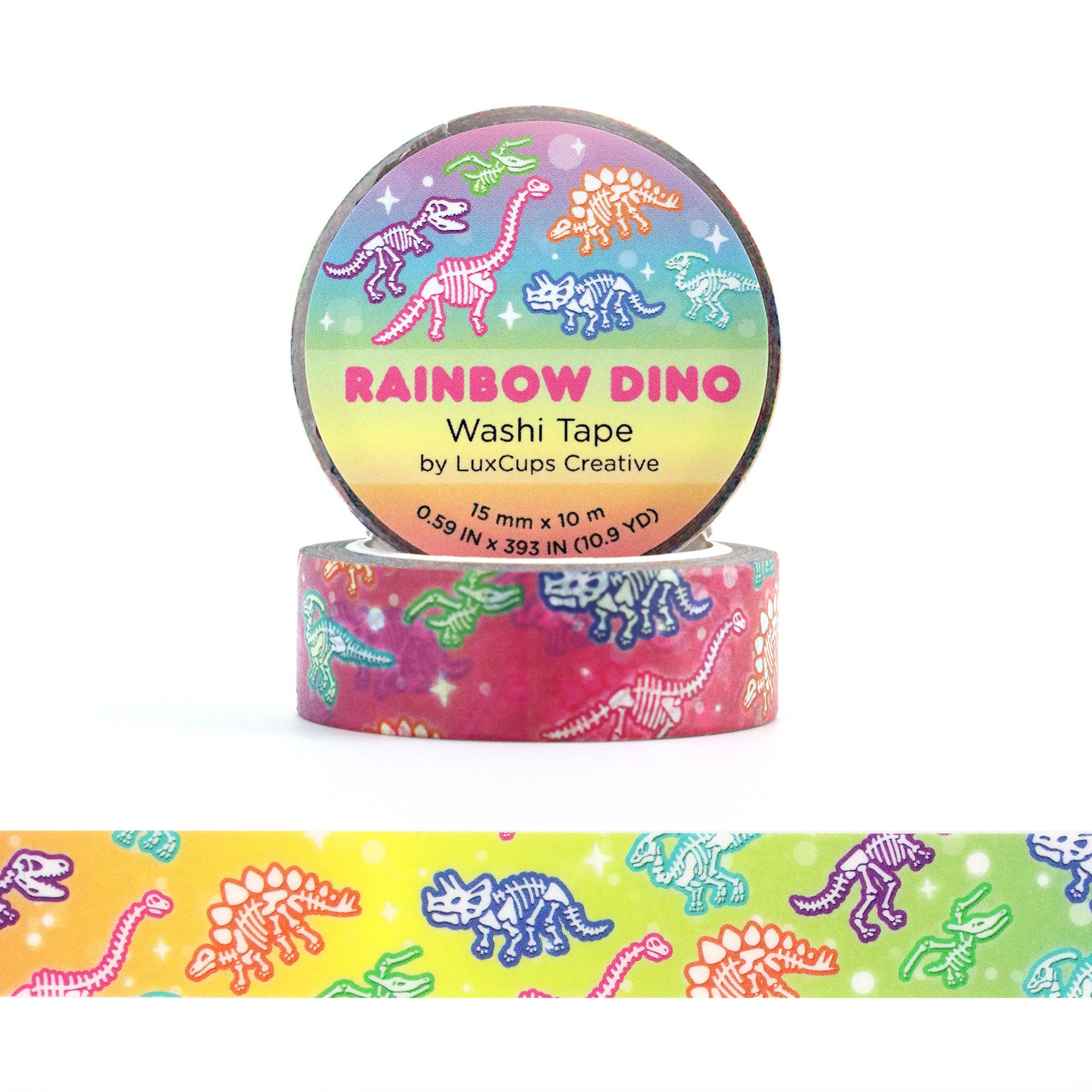 Rainbow Dino Washi Tape by LuxCups Creative | Papertail Fox