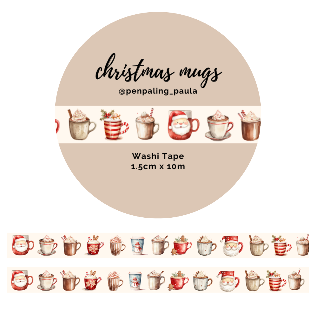 Christmas Mugs Washi Tape | Penpaling Paula