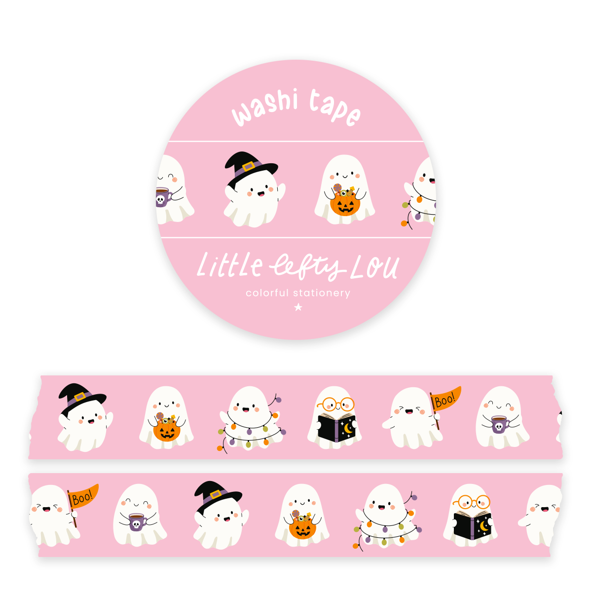 Pink Ghosts Washi Tape by Little Lefty Lou | Papertail Fox
