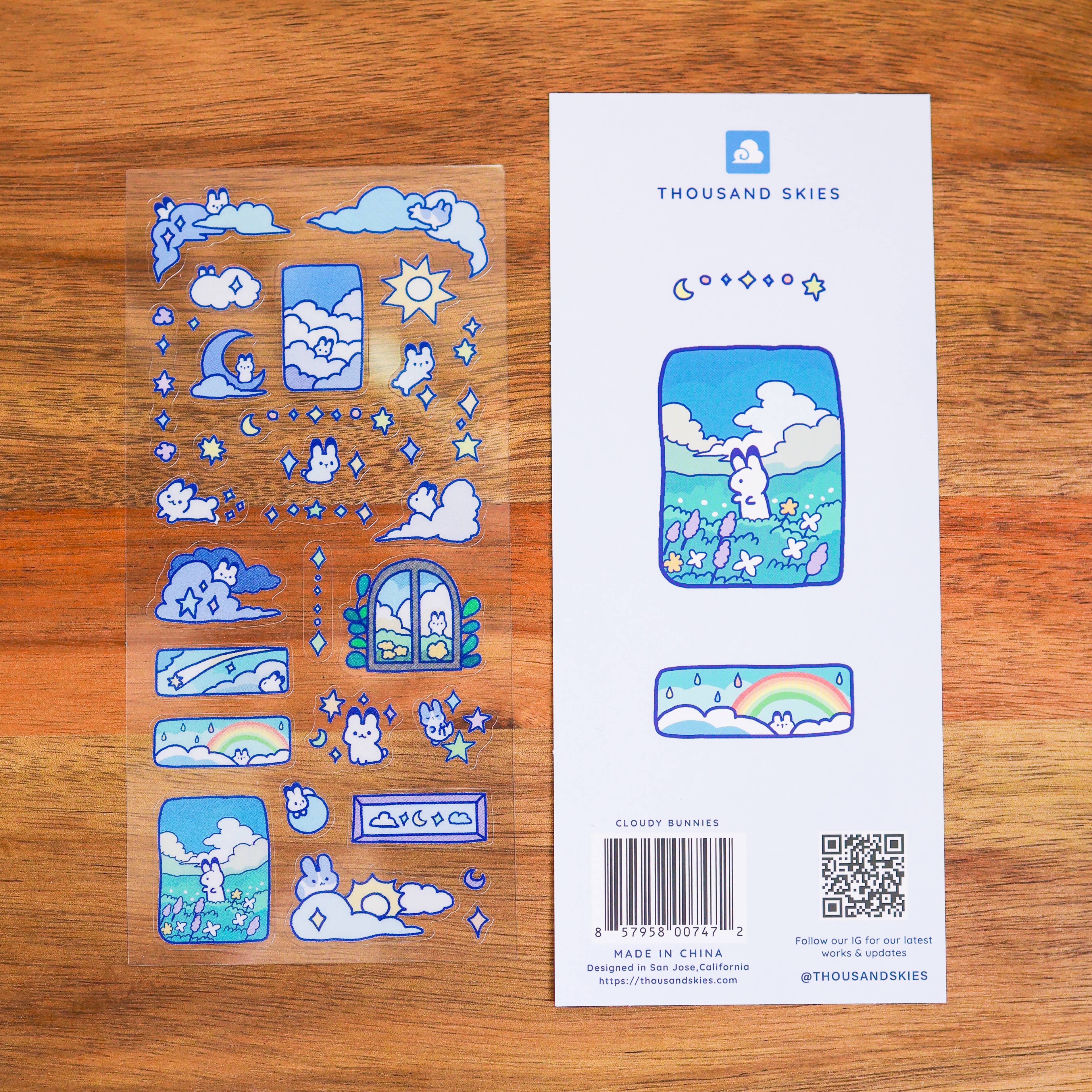 Thousand Skies Cloudy Bunnies Sticker Sheet - Cute for Journaling