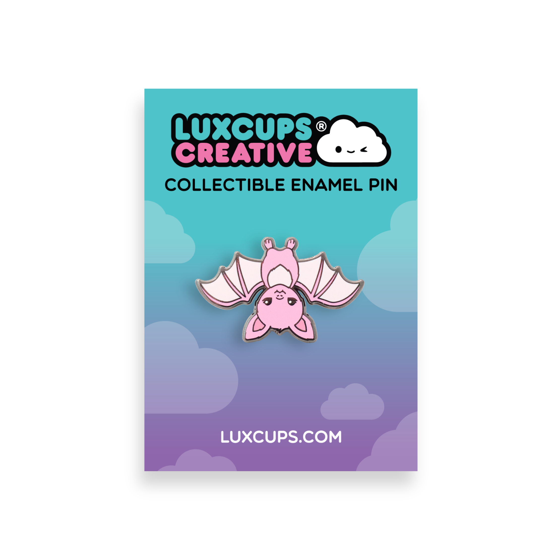 Pink Bat Enamel Pin | LuxCups Creative