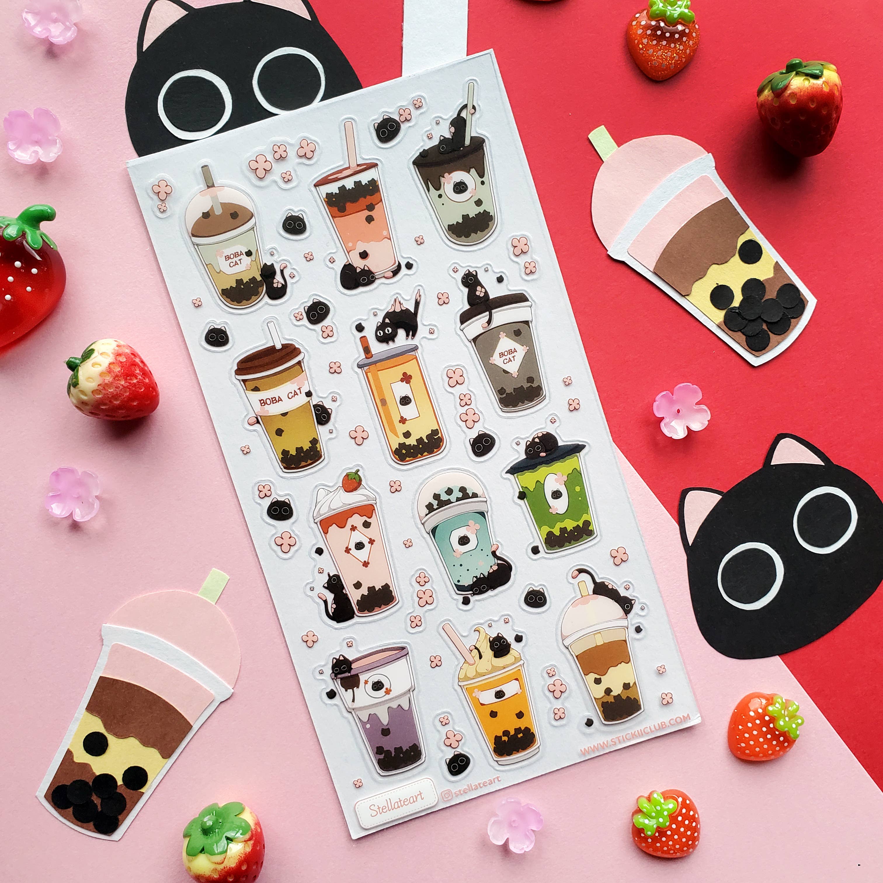 Boba Cats Sticker Sheet | Stickii