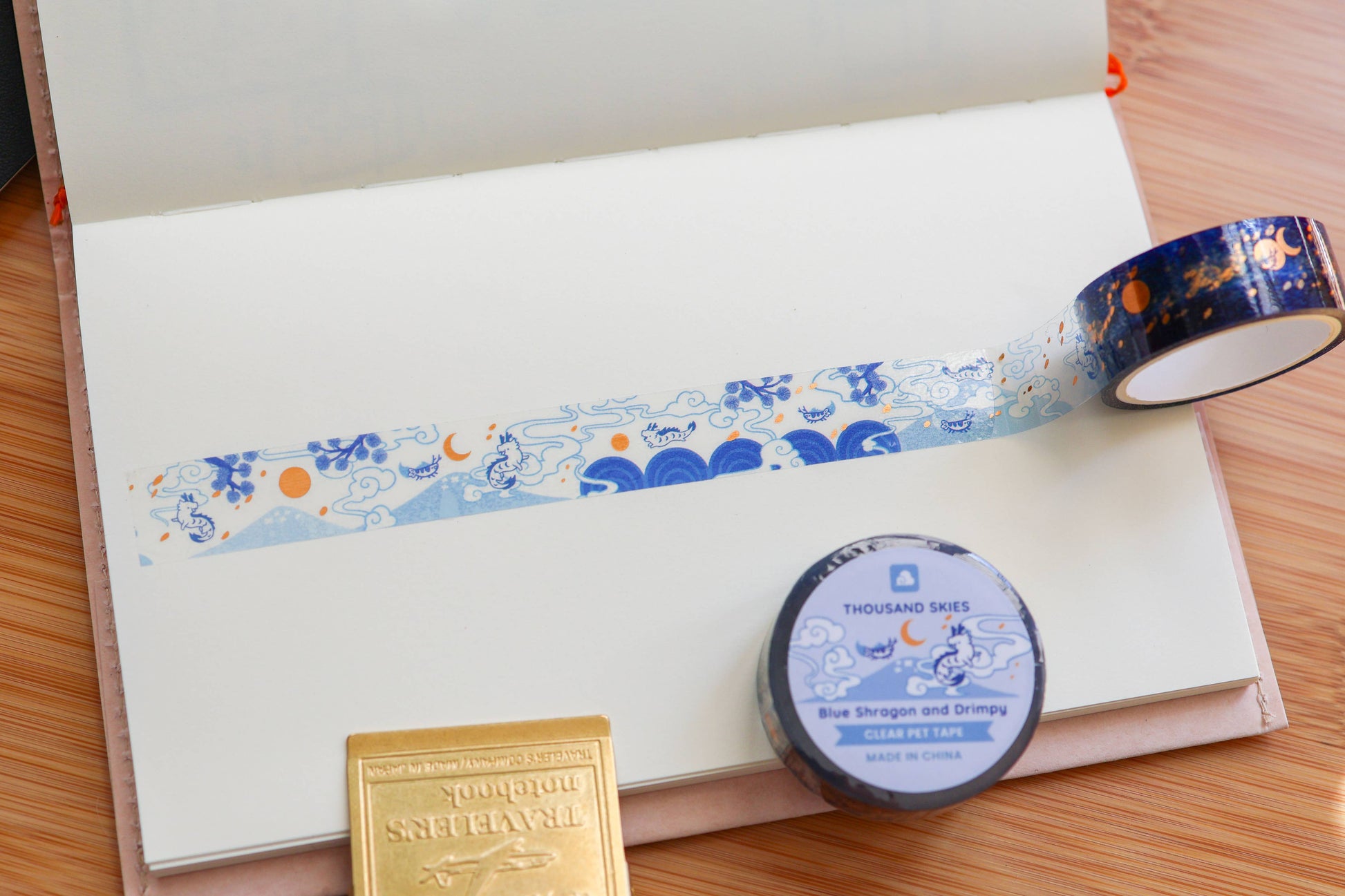 Blue Shragon and Drimpy Foil Clear PET Tape by Thousand Skies | Papertail Fox