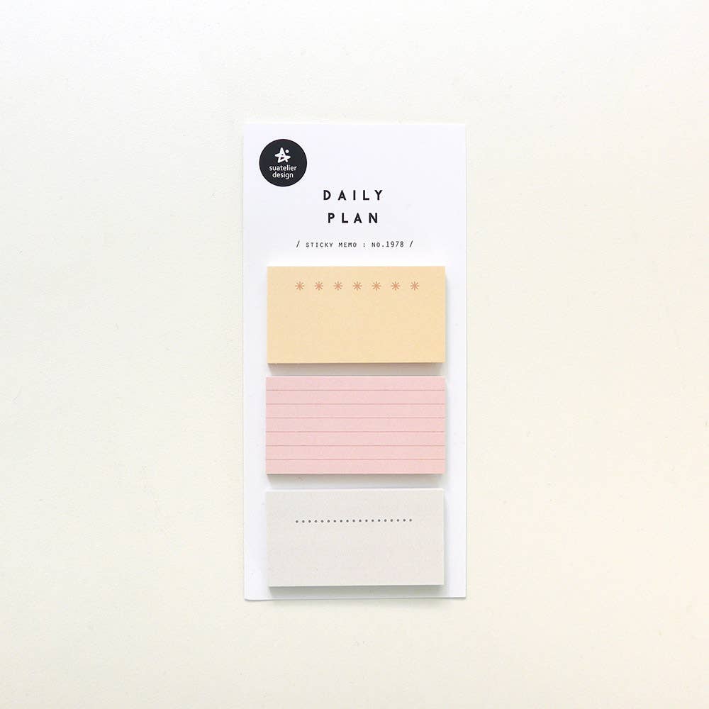 Soft Lines 3 Pad Sticky Memo Set by Suatelier