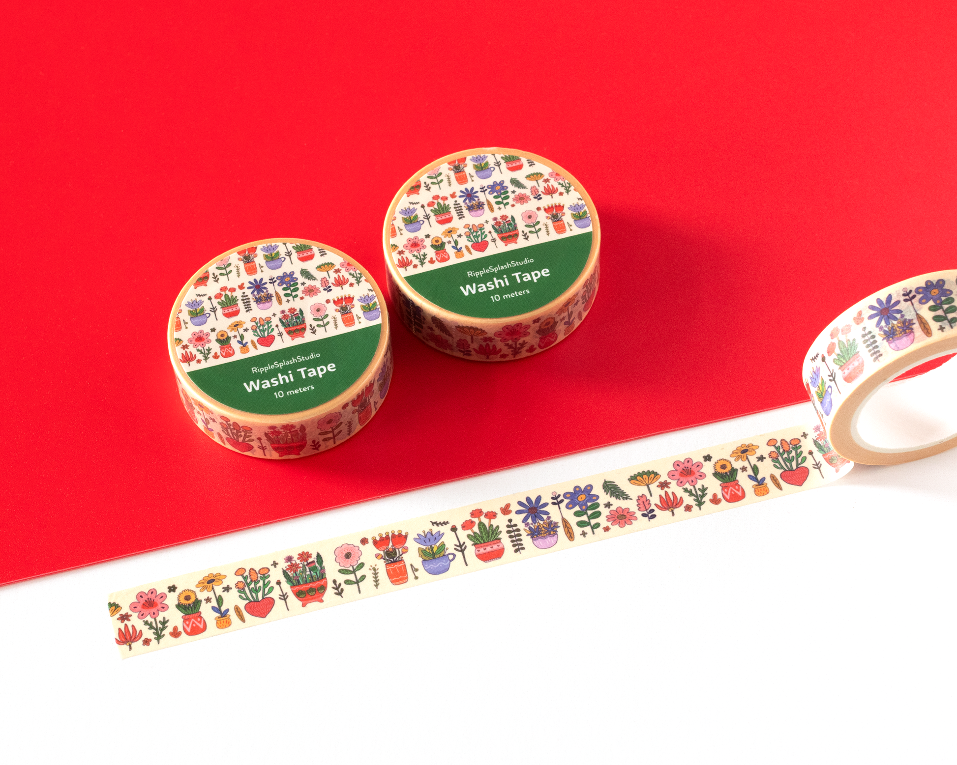 Floral Plant Pots Washi Tape by RippleSplash Studio | Papertail Fox