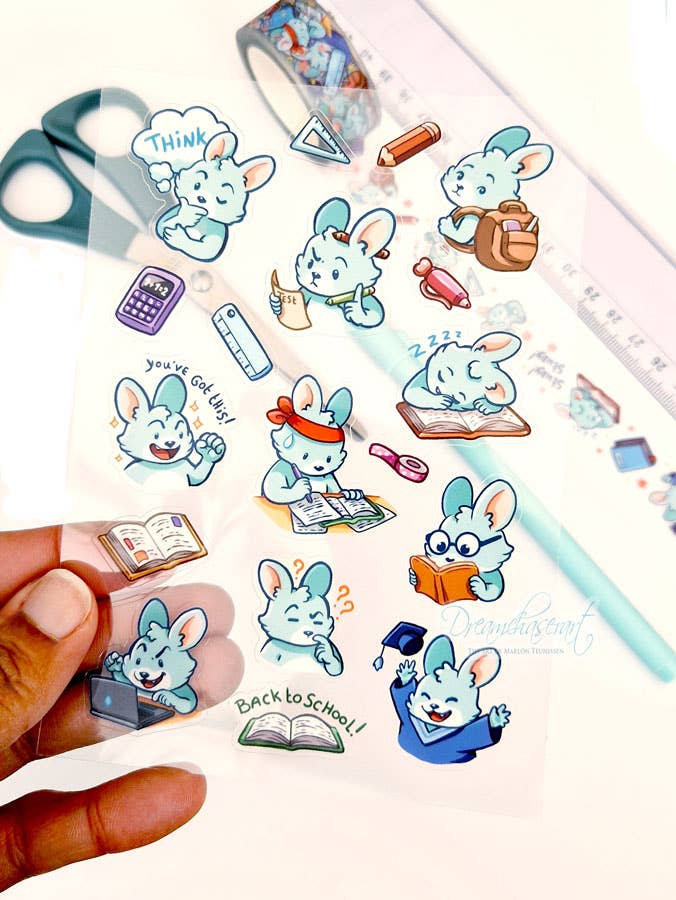 Study Buddy Clear Sticker Sheet | Dreamchaserart