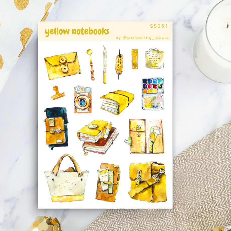 Yellow Notebooks Sticker Sheet by Penpaling Paula | Papertail Fox
