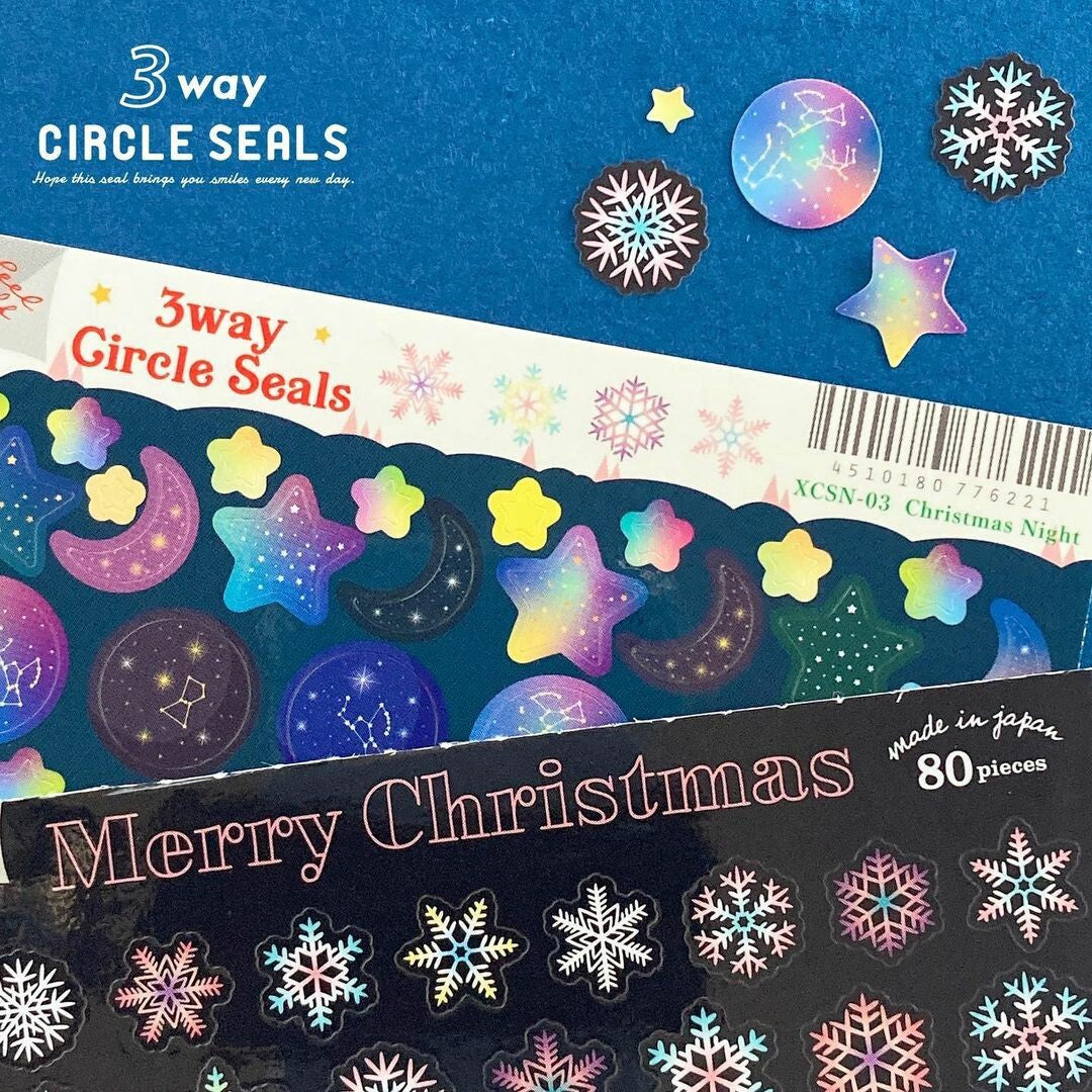 Christmas Night 3-Way Circle Stickers | Ryu-Ryu