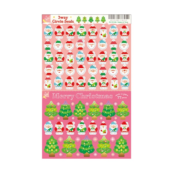 Santa and Tree 3-Way Circle Stickers by Ryu-Ryu | Papertail Fox