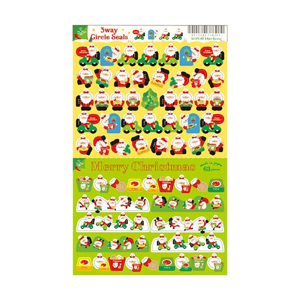 Delivery Santa 3-Way Circle Stickers by Ryu-Ryu | Papertail Fox